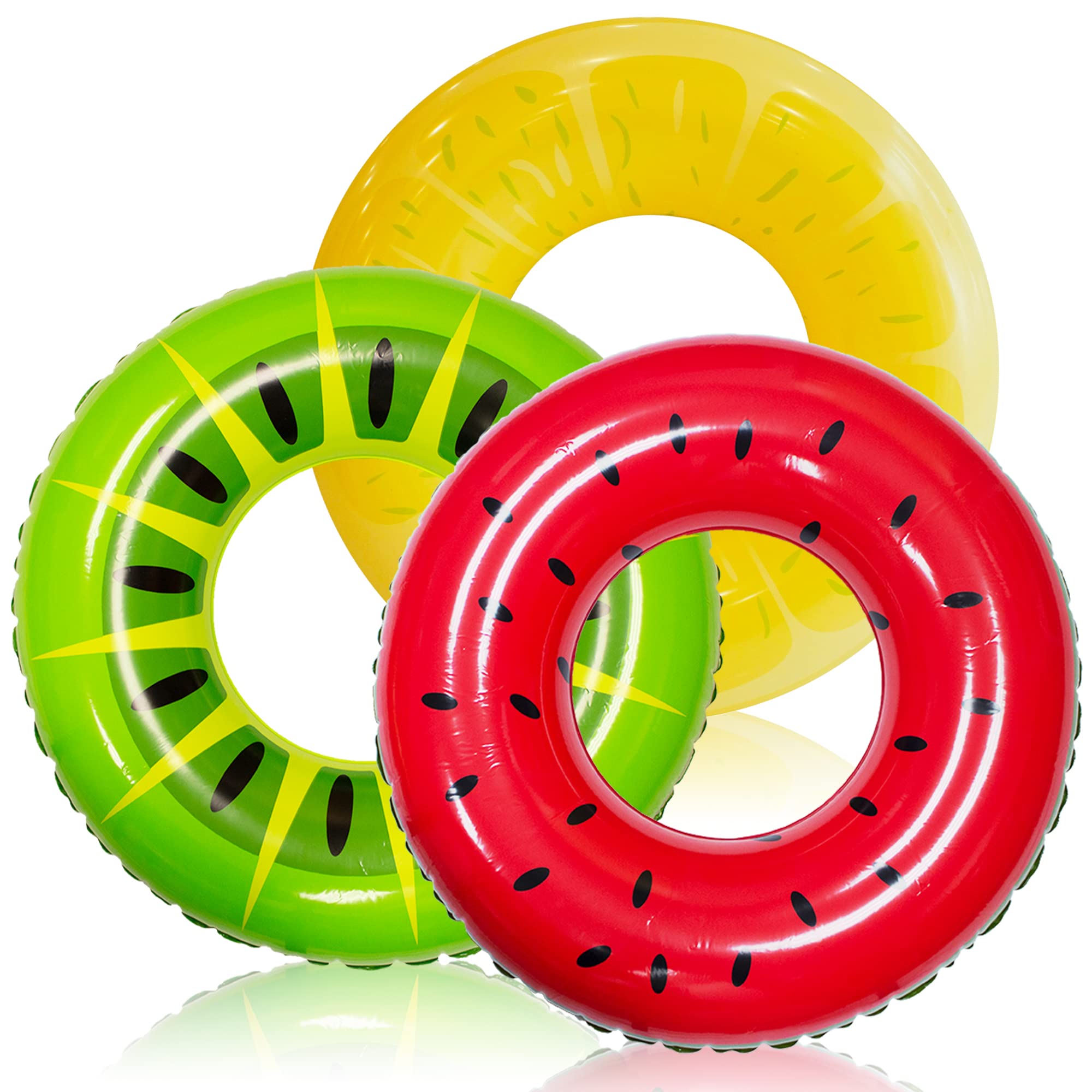 JOYIN Inflatable Swimming Rings 82.5cm (3 Pack), Rubber Ring for Kids and Adults,Inflatable Pool Floats Fruit Pool Tubes, Inflatable Pool Toys for Swimming Pool Party Decorations