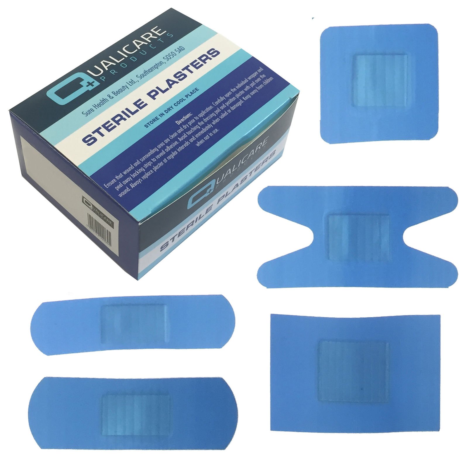 QualicareBlue Detectable Waterproof Assorted Plasters (Box of 100)