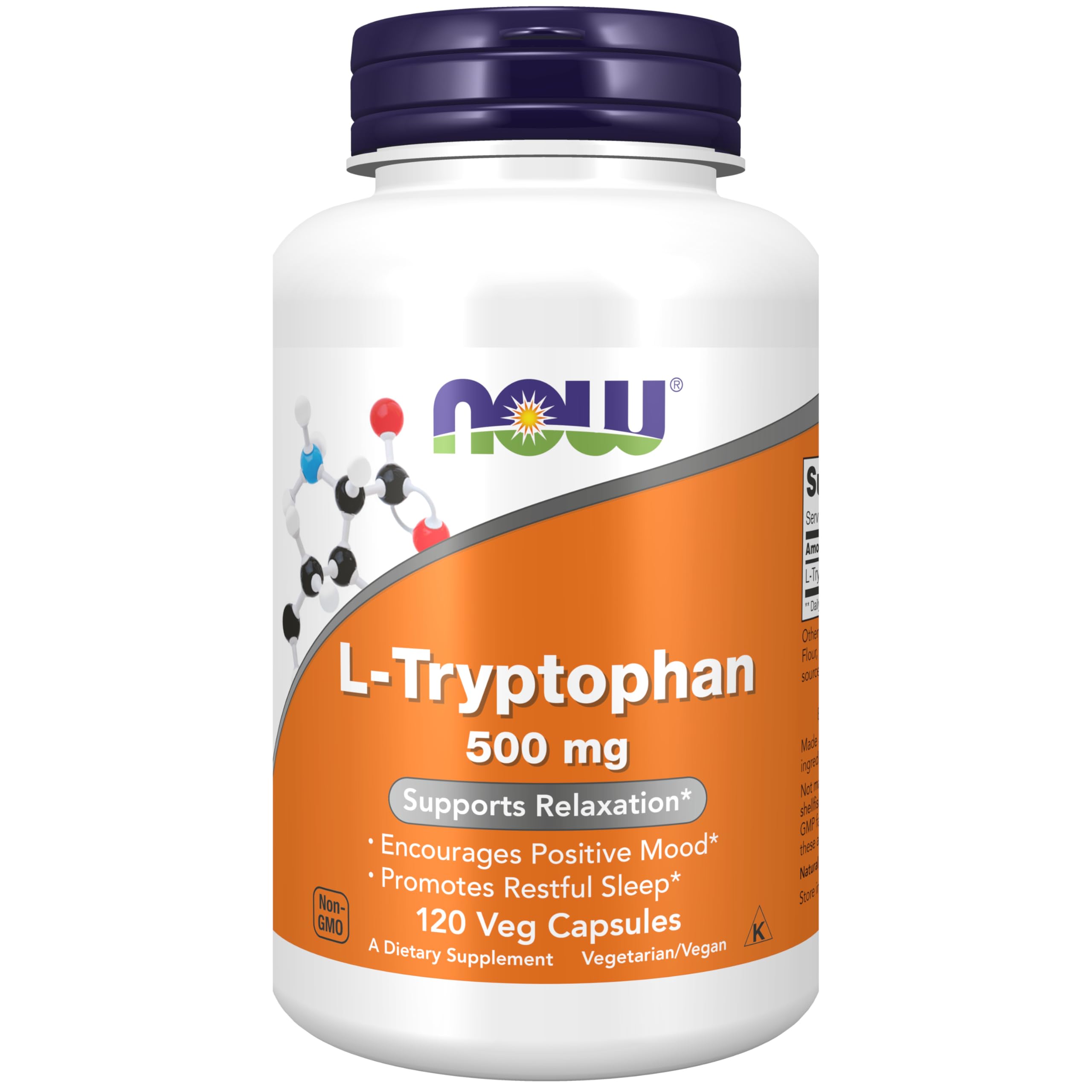 NOW FoodsSupplements, L-Tryptophan 500 mg, Encourages Positive Mood*, Supports Relaxation*, 120 Veg Capsules