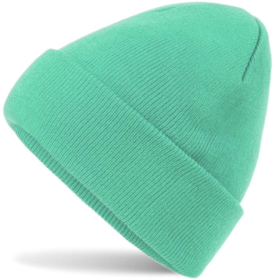 HatsatarWomen's Men's Knitted Beanie Hat Men's Winter Fine Knit Beanie for Women Men Unisex Cuffed Hats Soft & Warm, mint,