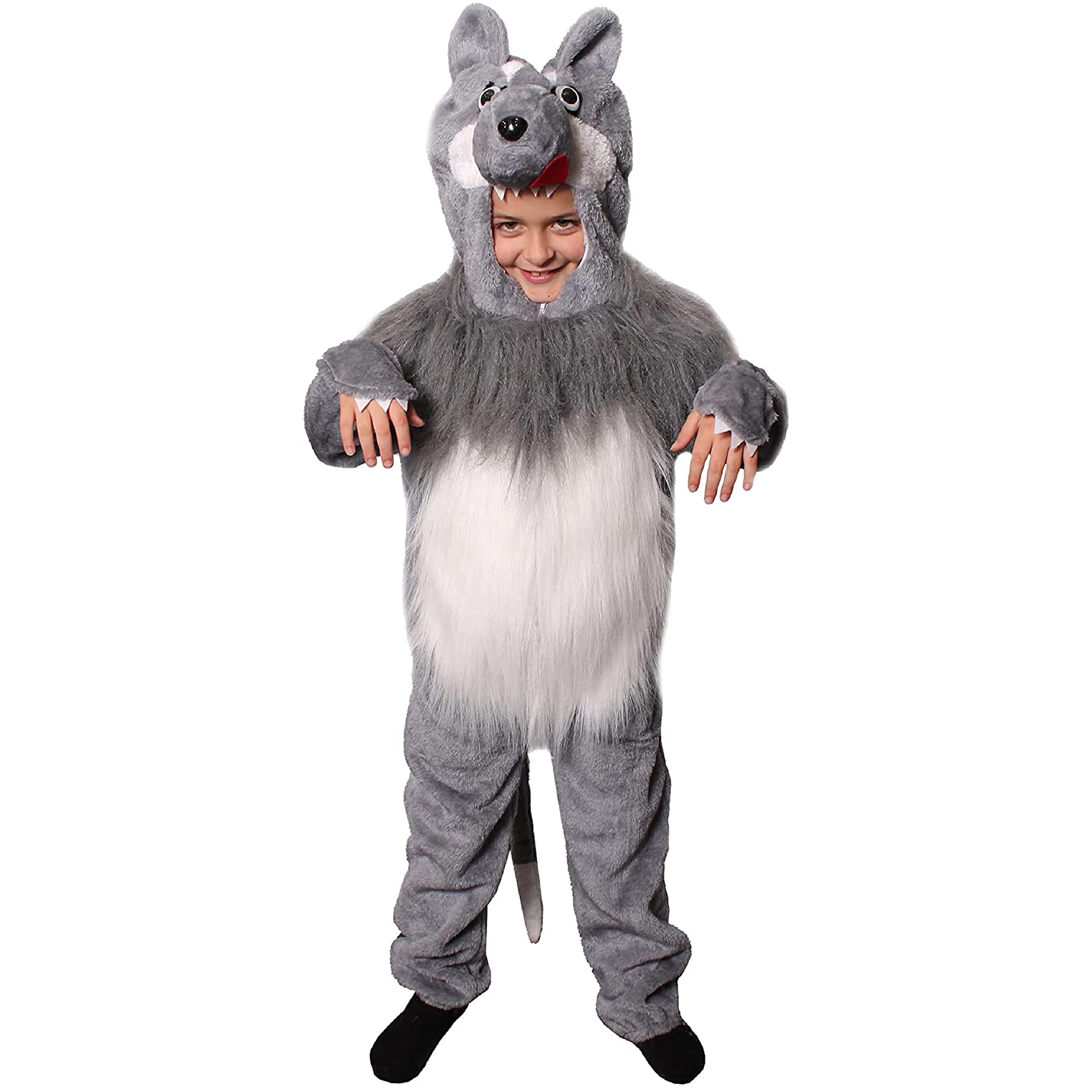 I LOVE FANCY DRESS Kids Wolf Costume - Unisex Plush Big Bad Wolf Outfit For World Book Day / Book Week or Animal Up (4 - 6 Years)