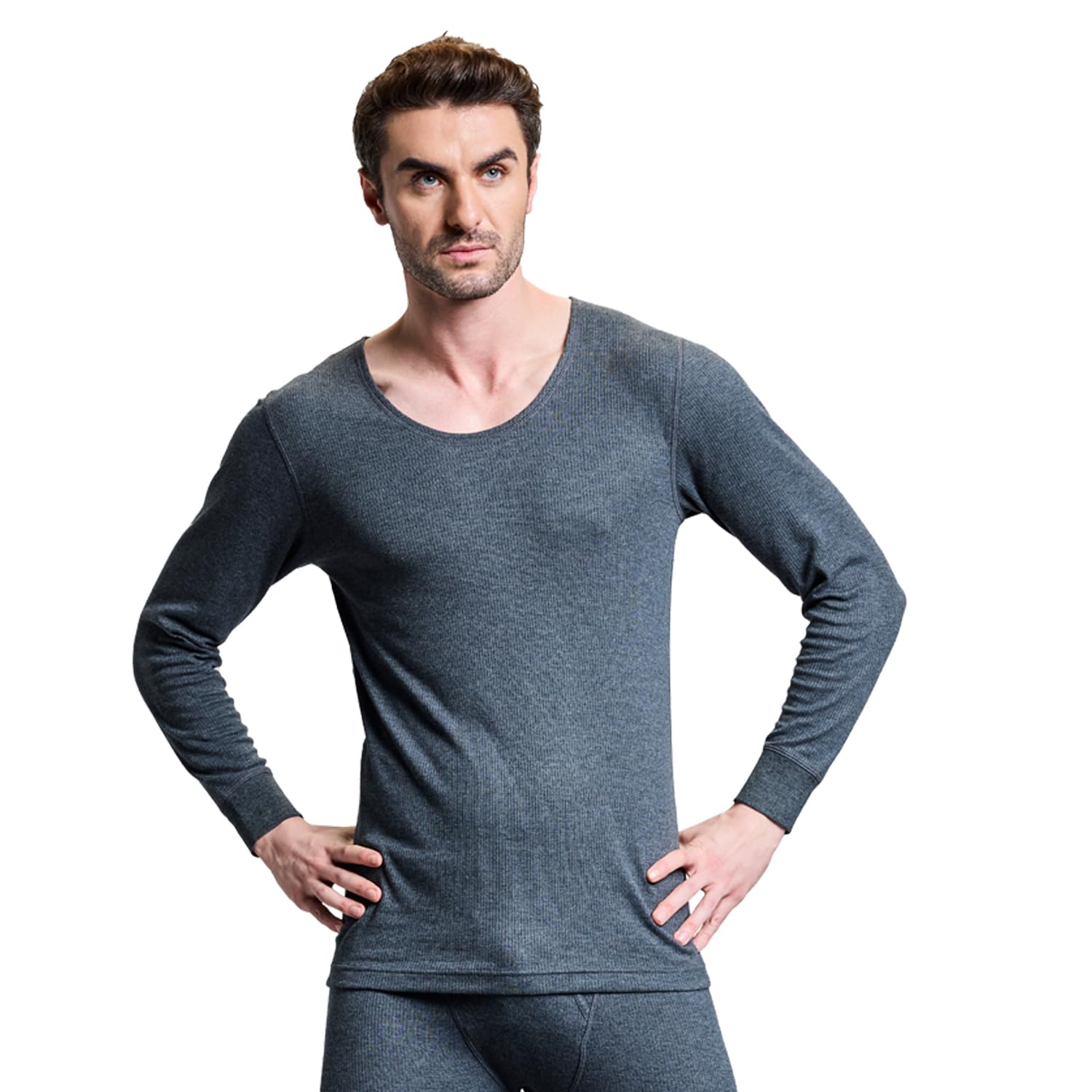 Boldfit Thermal Wear for Men Top Natural Insulation Winter Wear for Men Deep Round Neck Thermal Inner Wear for Men Cotton-Viscose Body Thermal for Men Mens Undershirt Body Warmer Thermal Top