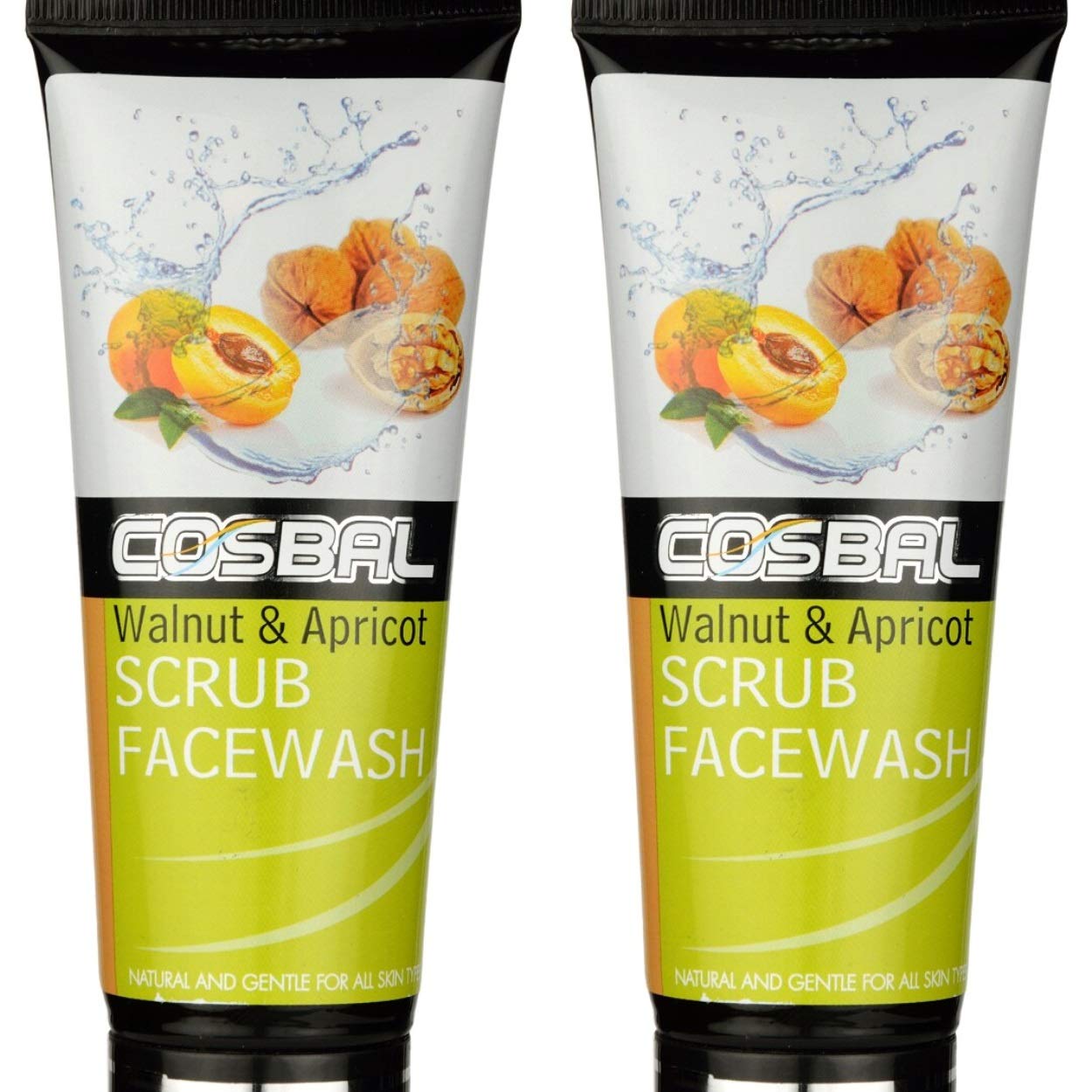 Cosbal Walnut Apricot Scrub Face Wash | Deep Cleansing | Blackhead Removal | Suitable for All Skin Types | (Pack of 2, 120g Each)