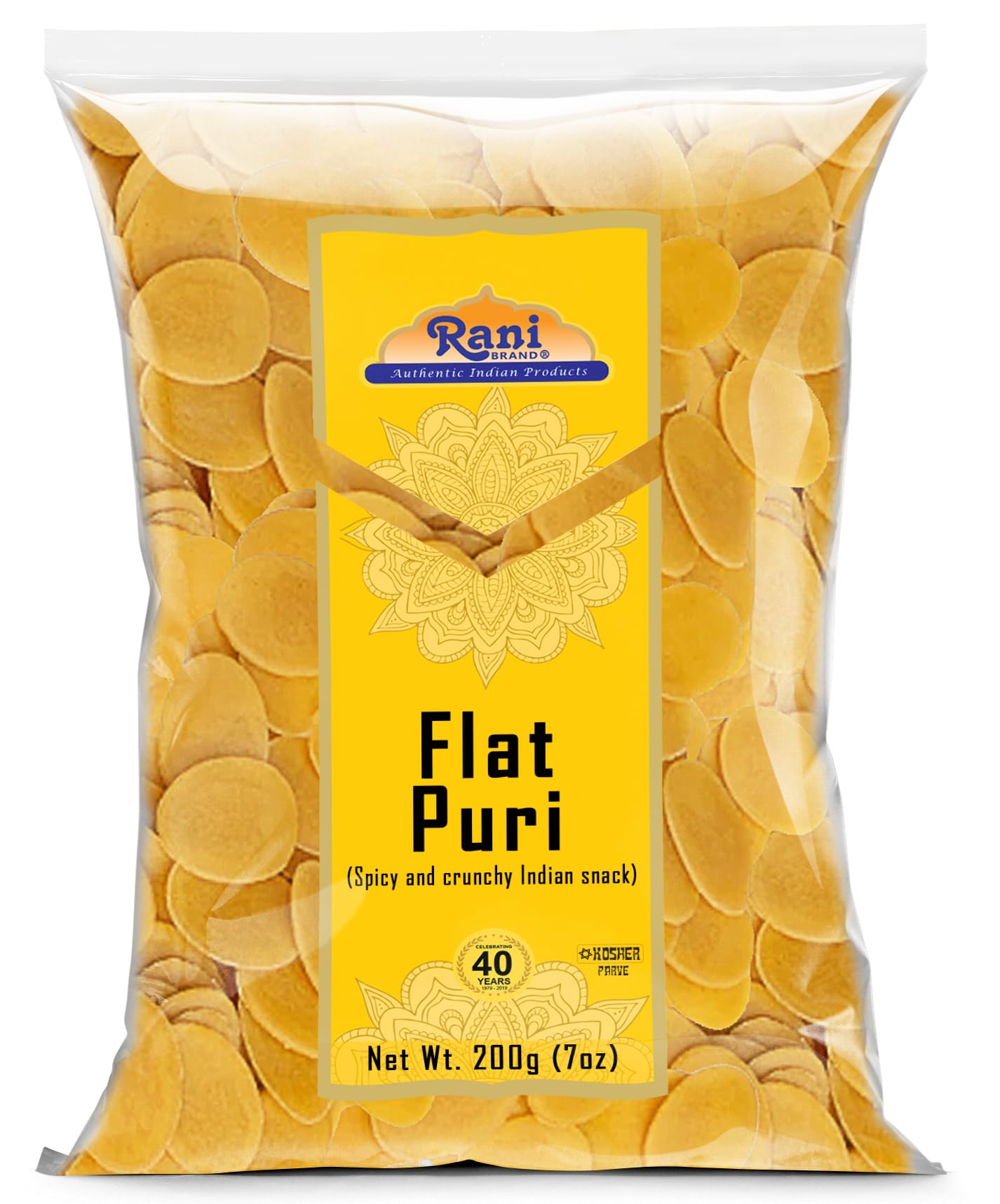 Rani Pani Puri Coins 7oz (200g) 80-85 Coins ~ Uncooked, Microwaveable wheat and Semolina Coins ~ All Natural | Vegan | NON-GMO