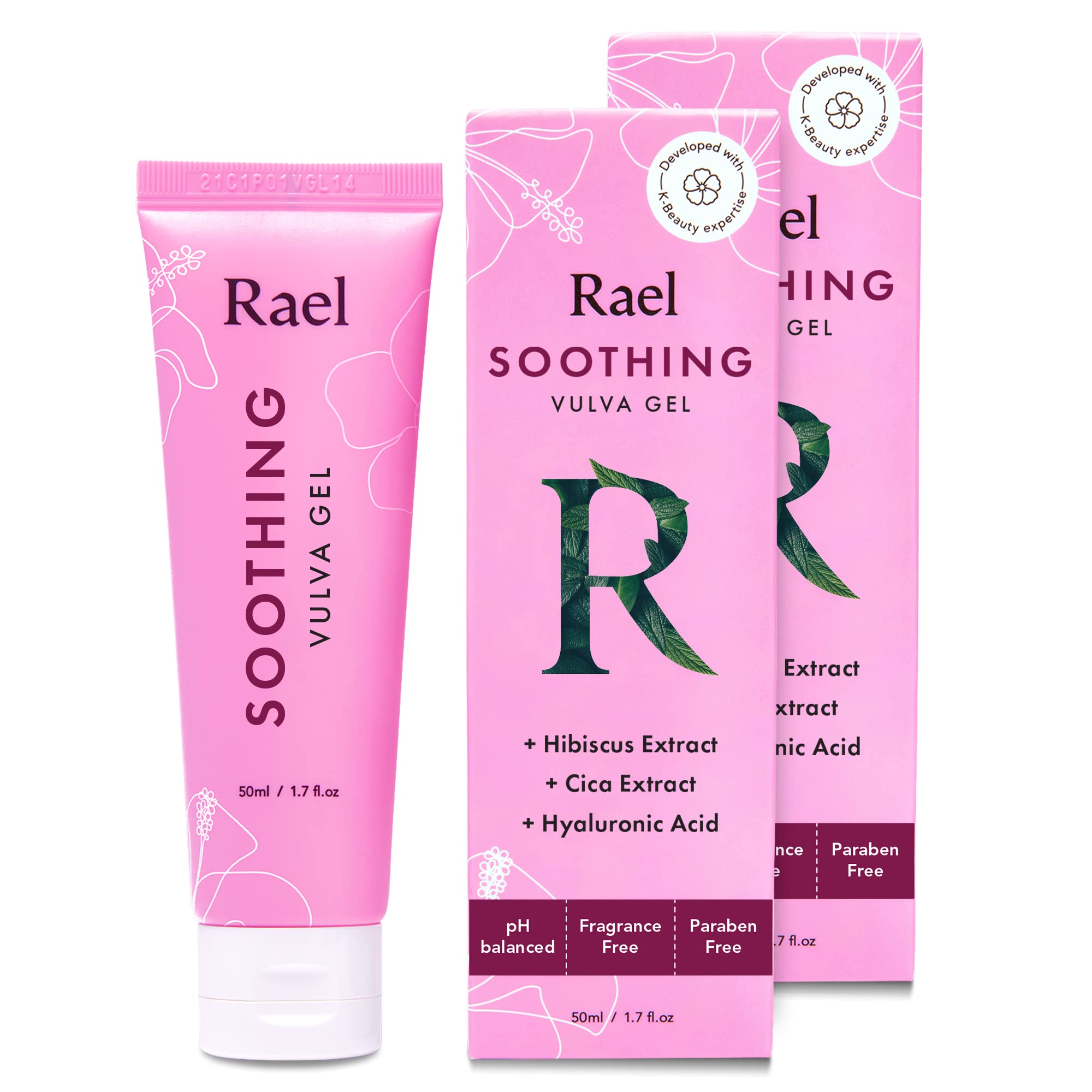 RaelSoothing Gel - Fragrance Free, pH-Balanced, Paraben Free, Intimate Wash, Moisturizer 1.7 Fl Oz (Pack of 2)