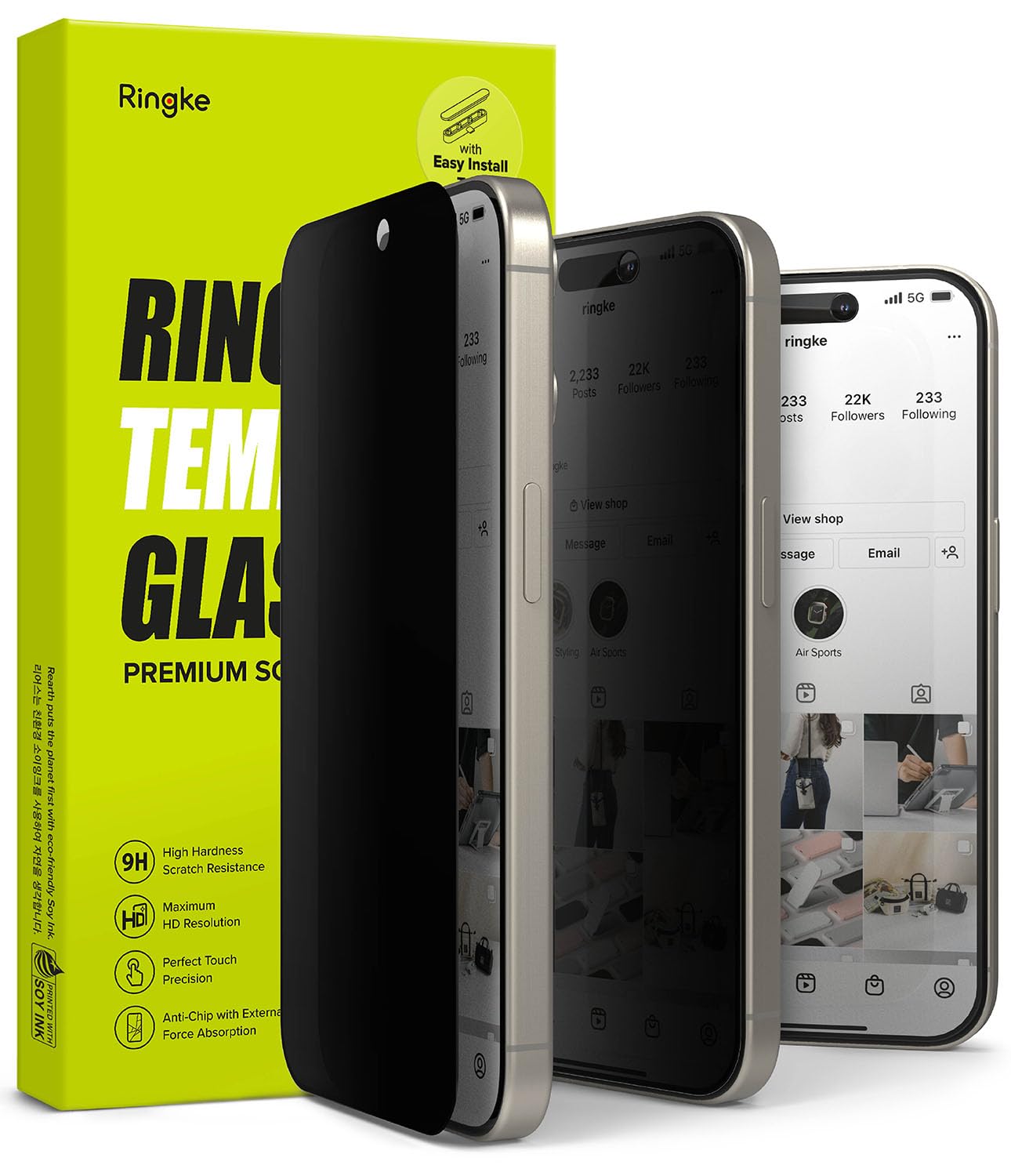 Ringke Privacy Glass [Anti-spy] Compatible with iPhone 15 Pro Max Privacy Screen Protector 5G Tempered Glass Screen Protector with Easy Application Kit