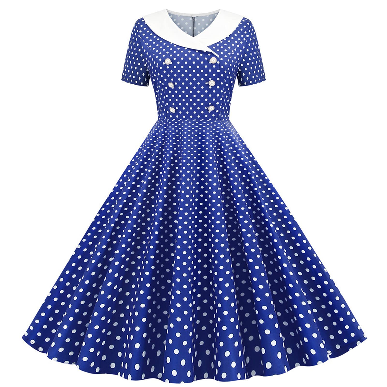 Polka Dot Dresses for Women UK Vintage Floral Swing Skater Party Evening Dress 1950s Audrey Hepburn Retro Dresses Rockabilly Floral Pattern Print Swing Cocktail Evening Gown