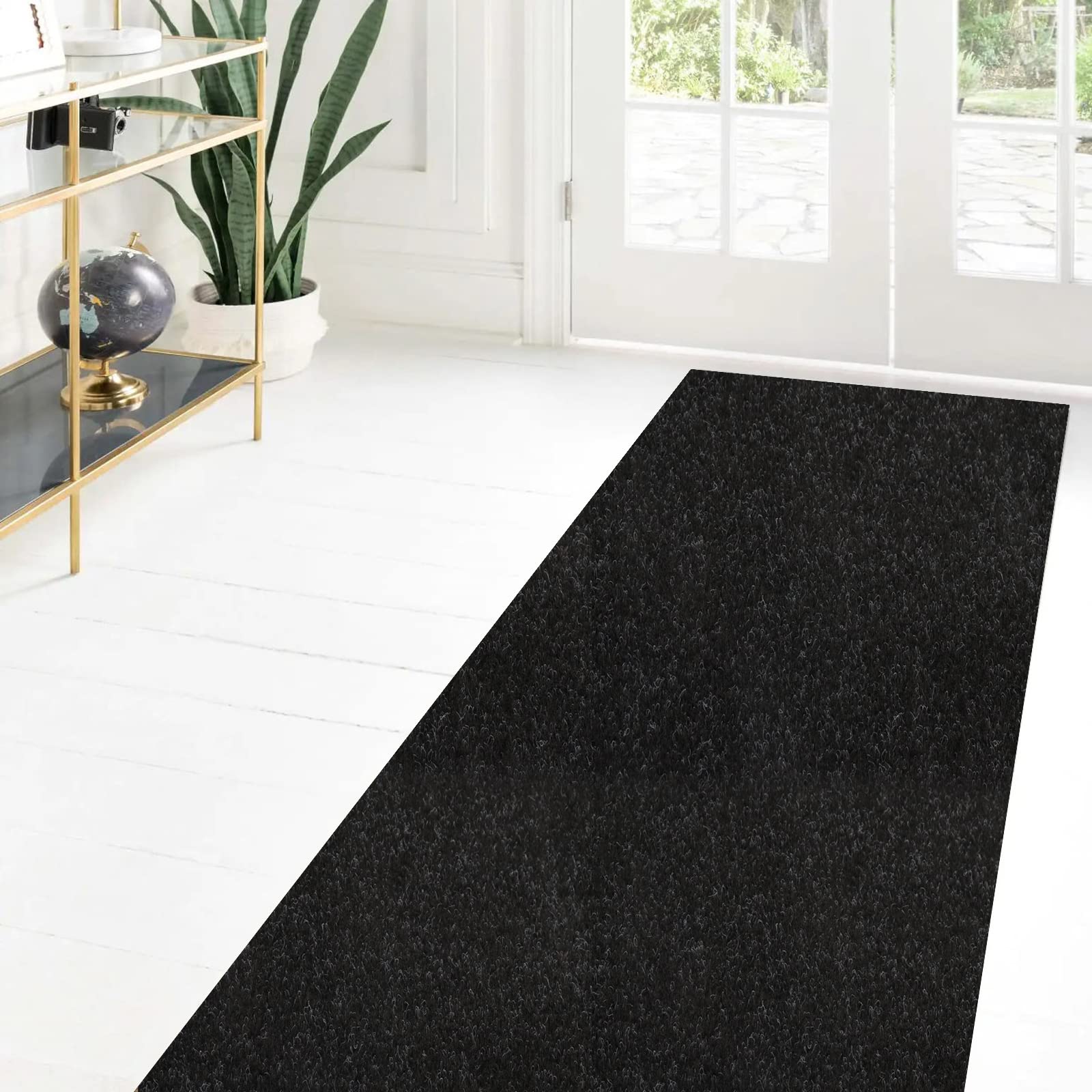 Custom Size Runner Rug 2 ft x 6 ft, ZGR Carpet Runners Hallway Entryway Kitchen Garage Laundry Room Area Rugs with Non-Slip Rubber Backing, Black