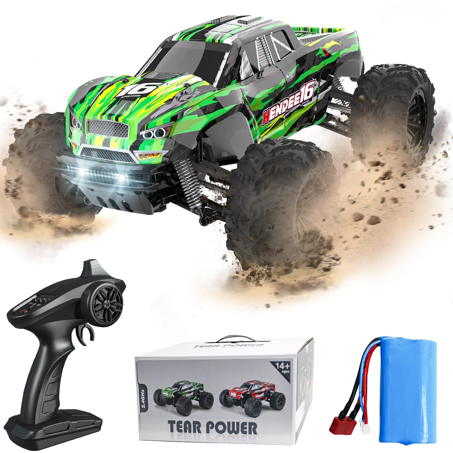 BEZGARHP164 RC Cars MAX 40KPH, 1:16 Scale RC Truck, RC Cars for Adults, Carros De Control Remoto 4x4, Remote Control Car for Boys 8-12, Off Road Radio Controlled Car with Two Rechargeable Batteries