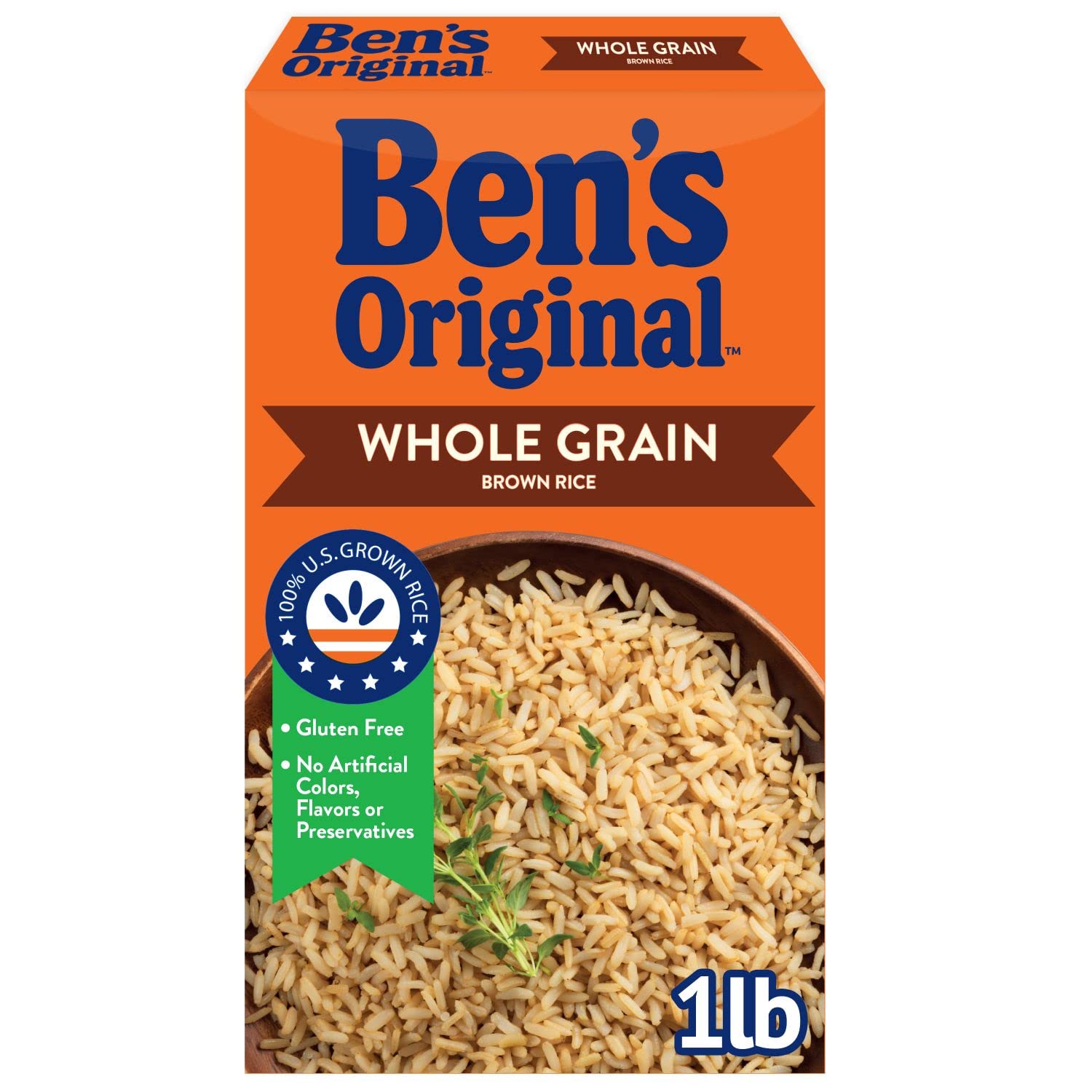 BEN'S ORIGINALWhole Grain Brown Rice, Boxed Rice, 1 LB Box (Pack of 12)