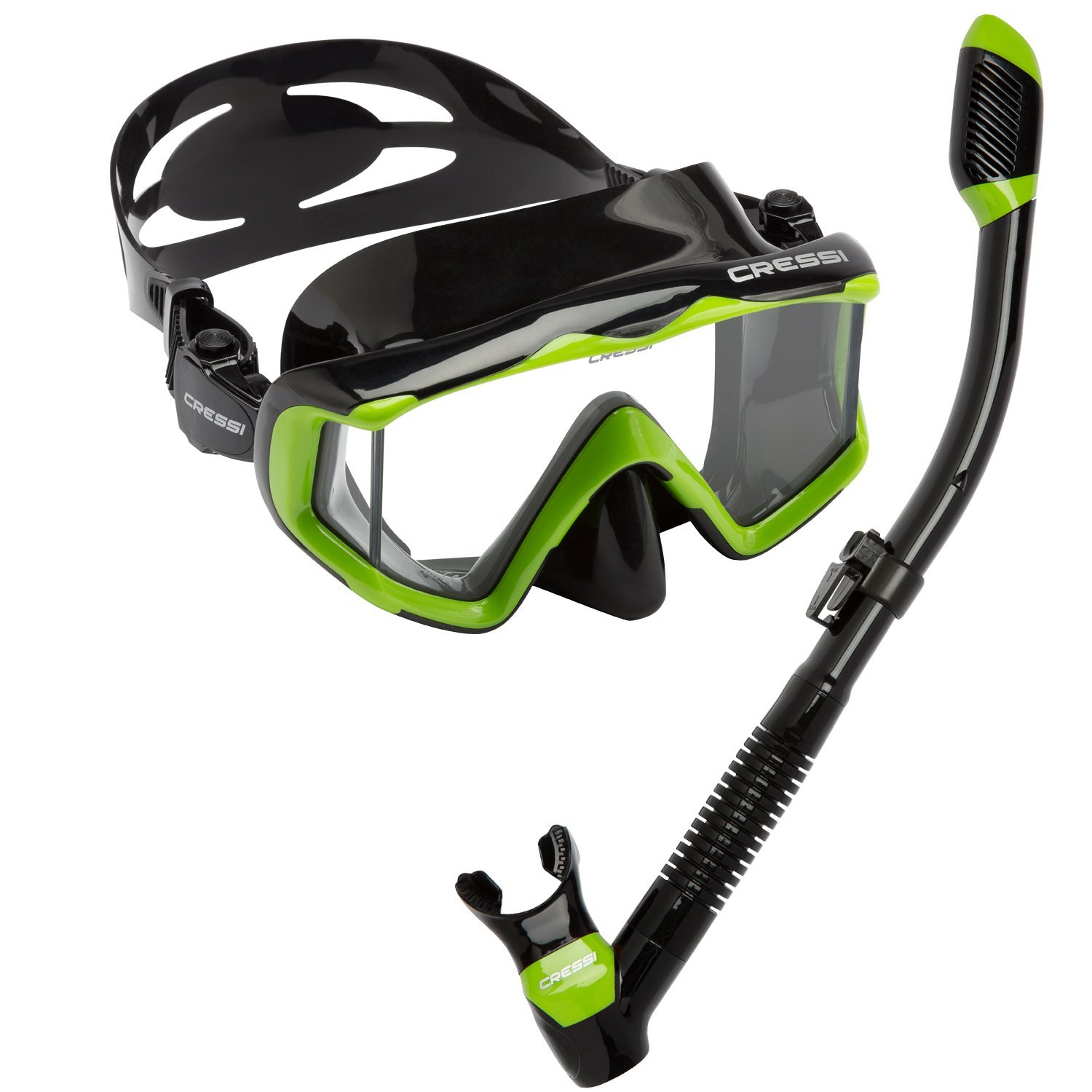 Cressi Panoramic Wide View Mask & Dry Snorkel Kit for Snorkeling, Scuba Diving - Pano 3 & Supernova Dry: Designed in Italy