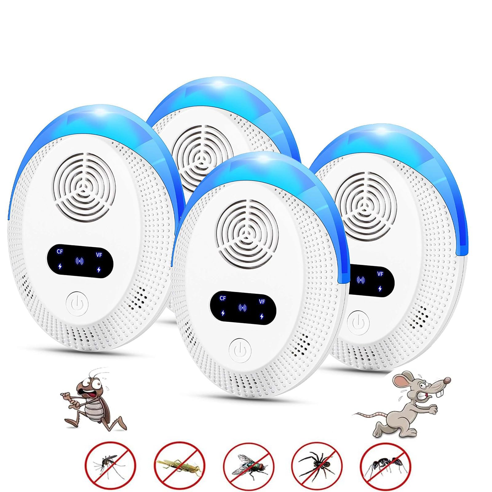 4 Pack Ultrasonic Mosquito Repellent, Electronic Pest Repeller Plug in for Mosquito,Mice,Roach,Spider,Insects, Indoor Pest Control for Living Room, Office, Hotel (Ultrasonic Mosquito Repellent 1)