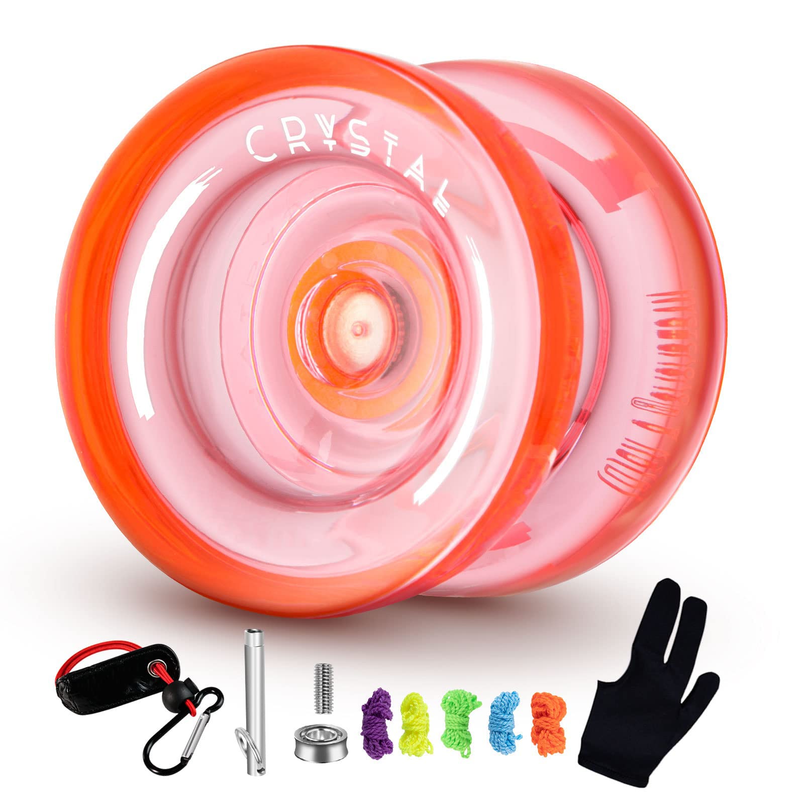 Responsive Yoyo K2 Crystal, Professional Dual Function Yoyo with Replacement Unresponsive Yoyo Bearing Removal 5 Yoyo Strings Holder Removal Bearing Tool for Advanced Yoyo Players Kids Beginners