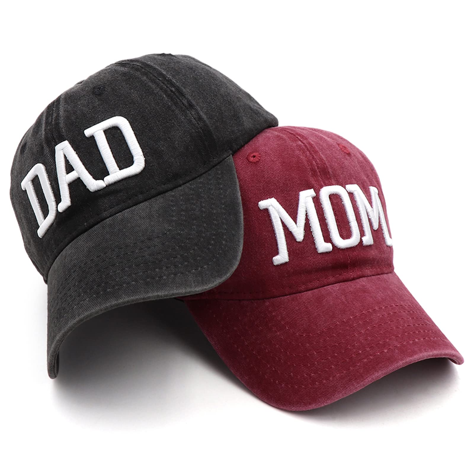 Hiwelove Mom and Dad Hats Fathers Day Mom Dad Gifts Hat Embroidered Adjustable Baseball Caps Gift for Couples Parents