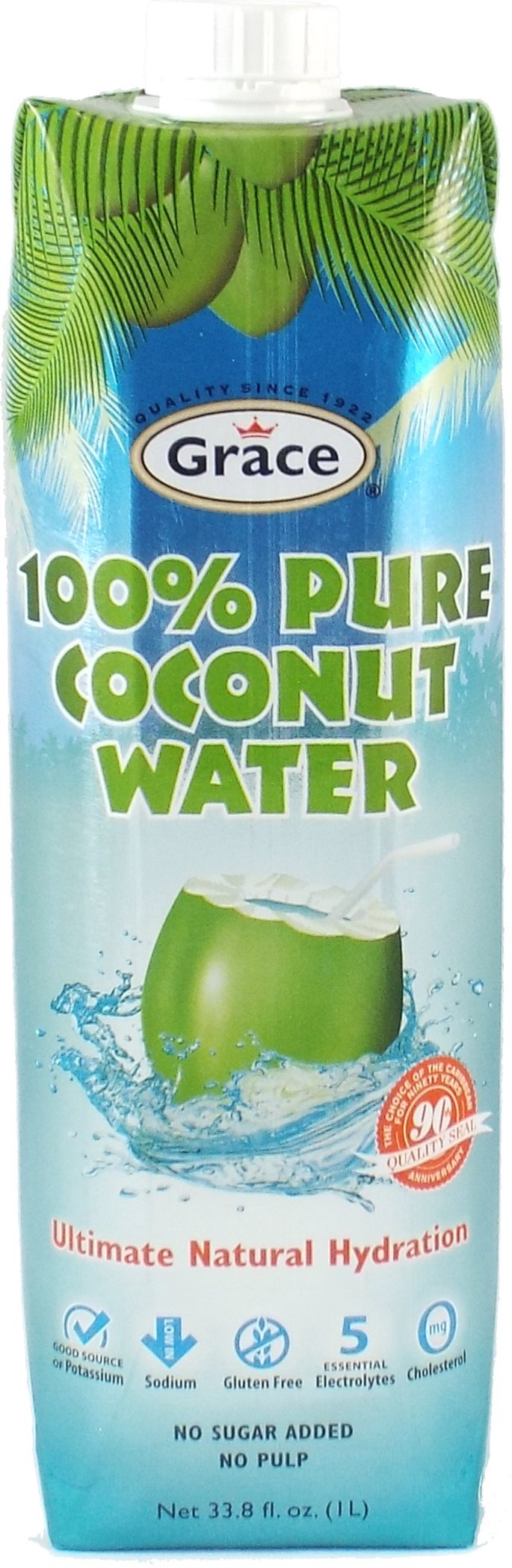 Grace100% Pure Coconut Water - 1 Liter - 12 Pack - Fresh Coconut Water