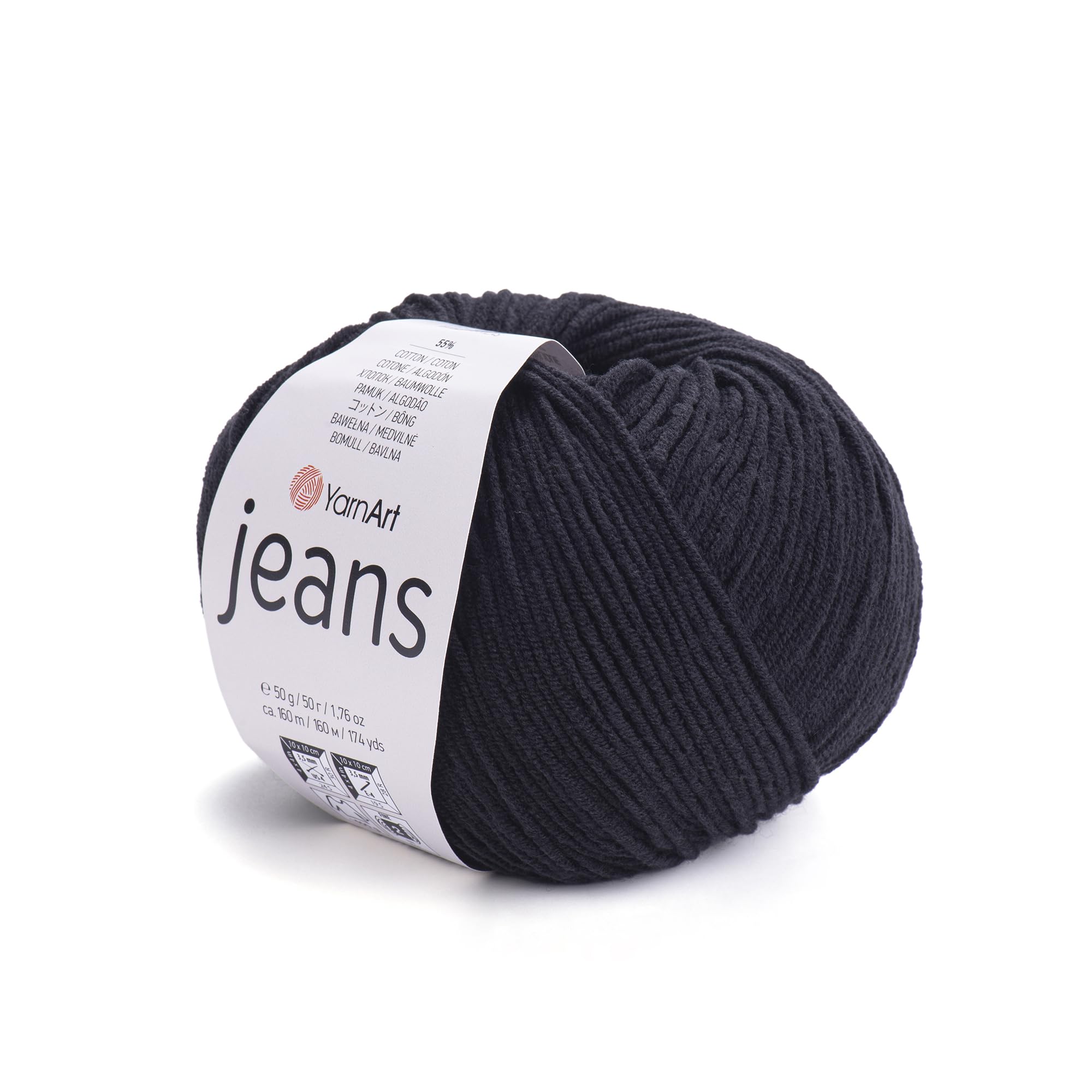 Yarnart Jeans Yarn, Amigurumi Cotton Yarn, Cotton Yarn Crocheting, Knitting Yarn, amigurumi Cotton Yarn, Turkish Yarn, 55% Cotton – 45% PAC (Poliacrylic) Color (53) Black