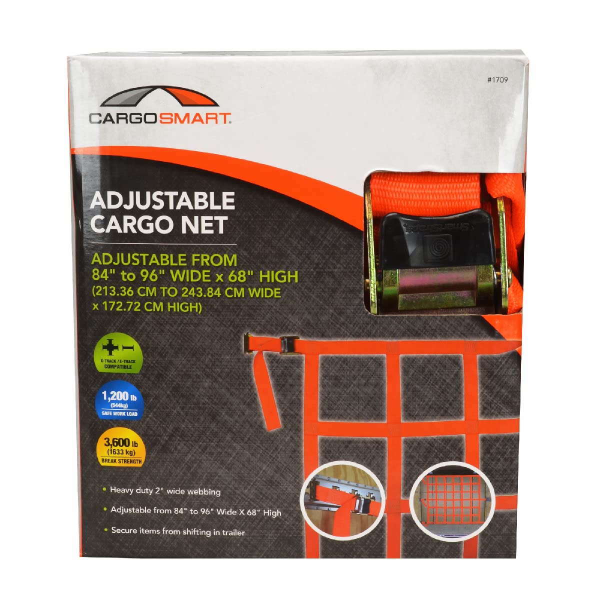 CargoSmart Adjustable Cargo Net - For E-Track and X-Track