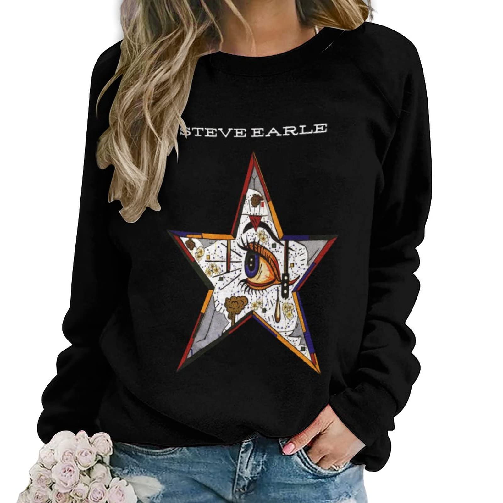 Steve Earle Sweatshirt For Women Crew Neck Soft Fashion Long Sleeve Fall Winter Pullover Tops