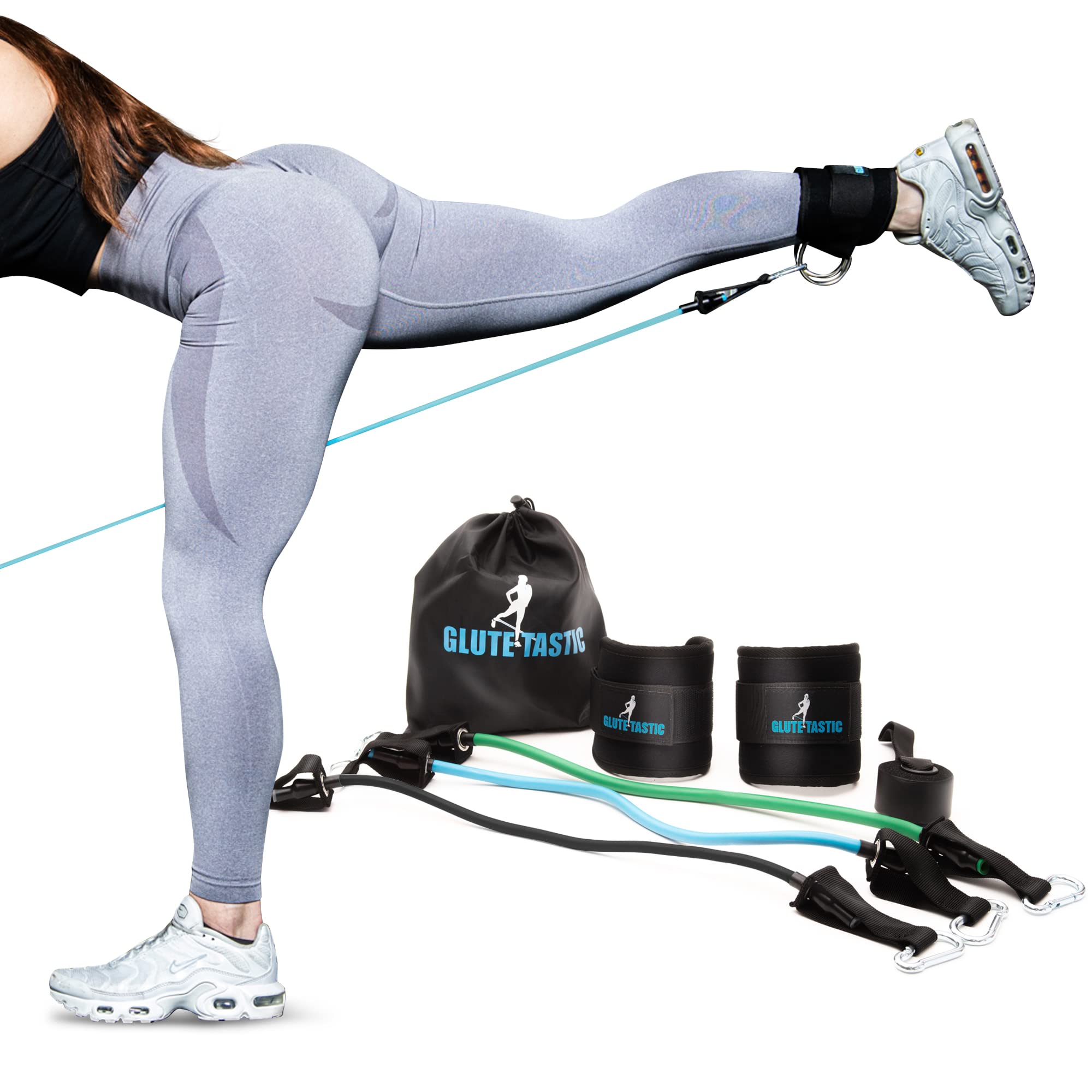 Core Prodigy Glute-Tastic - Ankle Kickback Strap with Resistance Bands for Butt & Hip Exercises