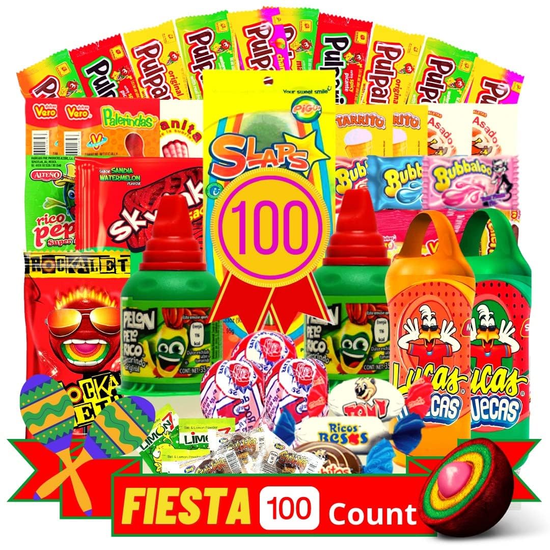 Las Posadas Mexican Candy Assortment – 100 PCs – Spicy, Sweet, Sour Dulces Mexicanos Assortment Pack – Mexican Snacks for Kids and Adults (Fiesta Pack)