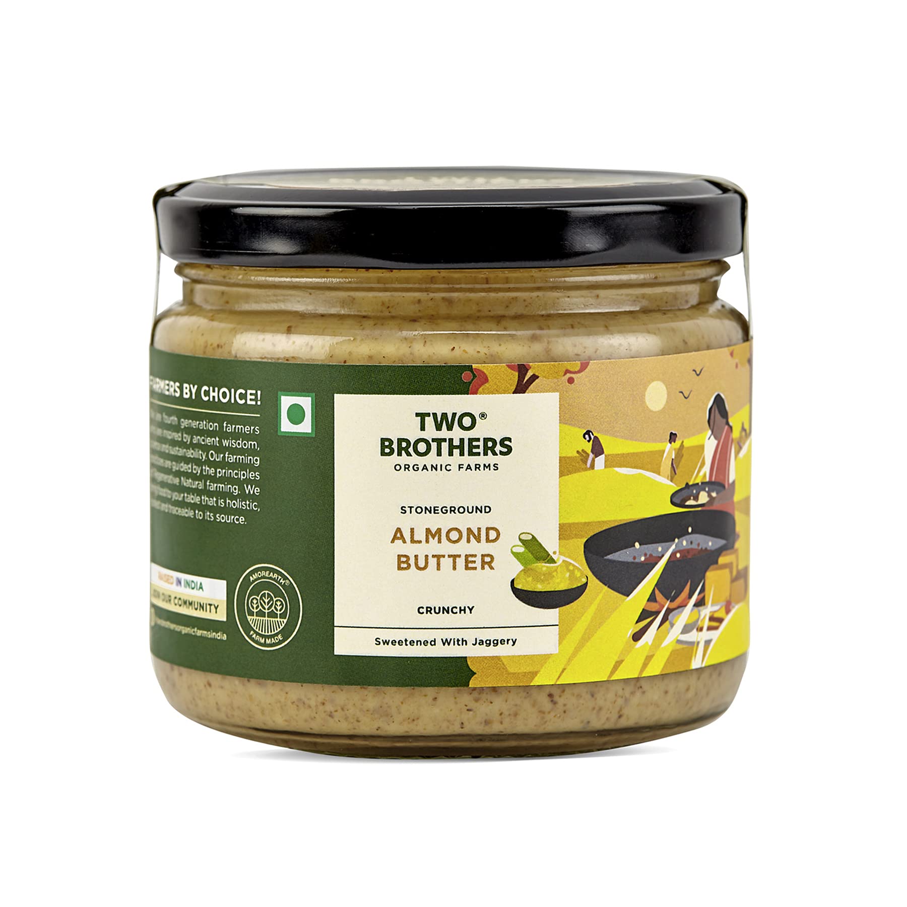 Two Brothers Organic Farms Almond Butter with Jaggery, Crunchy, Tasty and Healthy - 300Gms