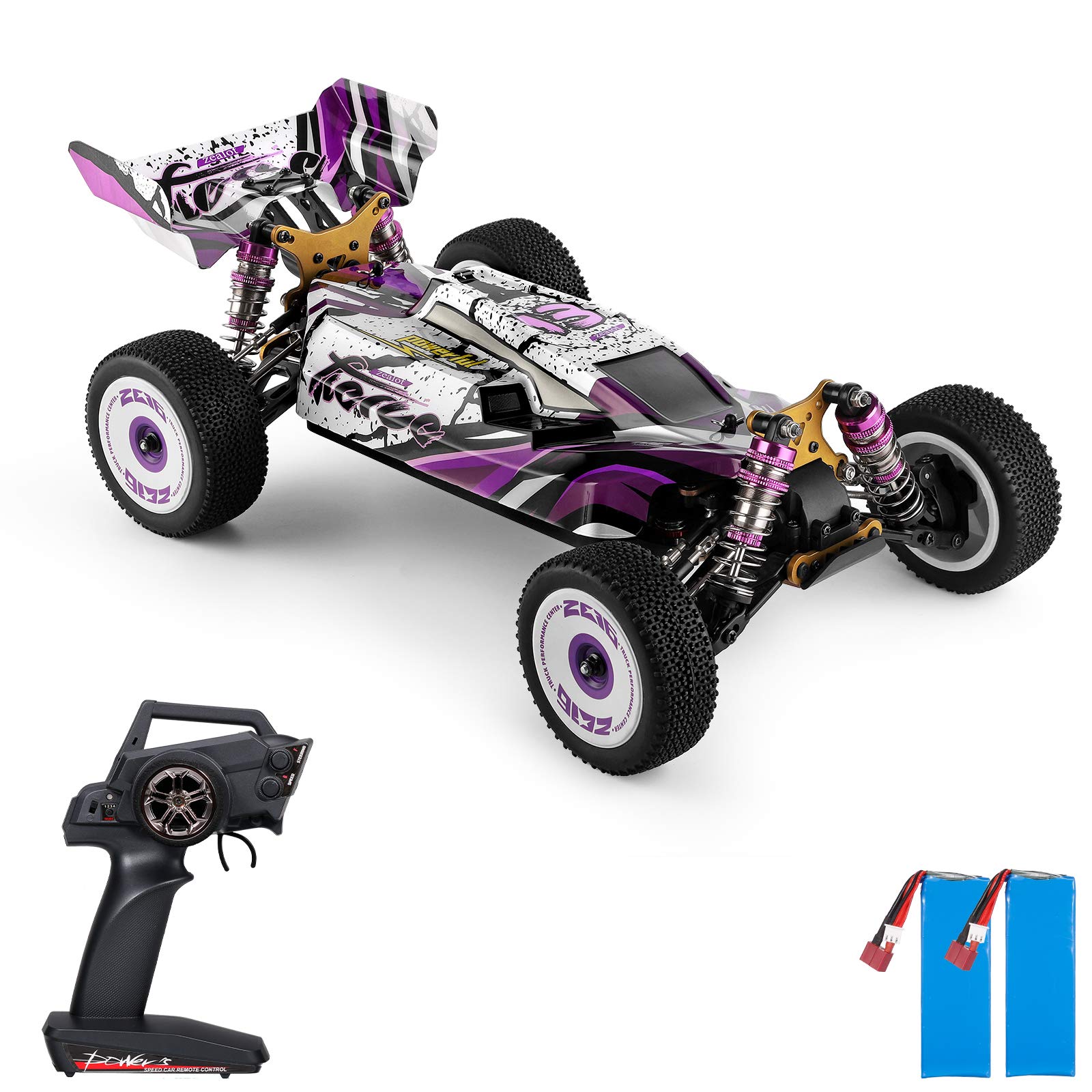 WLtoys 124019 RC Car,1/12 Scale 2.4GHz Remote Control Car,4WD 60km/h High Speed Racing Car,Off-Road Buggy Drift Car RTR with Aluminum Alloy Chassis,Zinc Alloy Gear and 2 Batteries