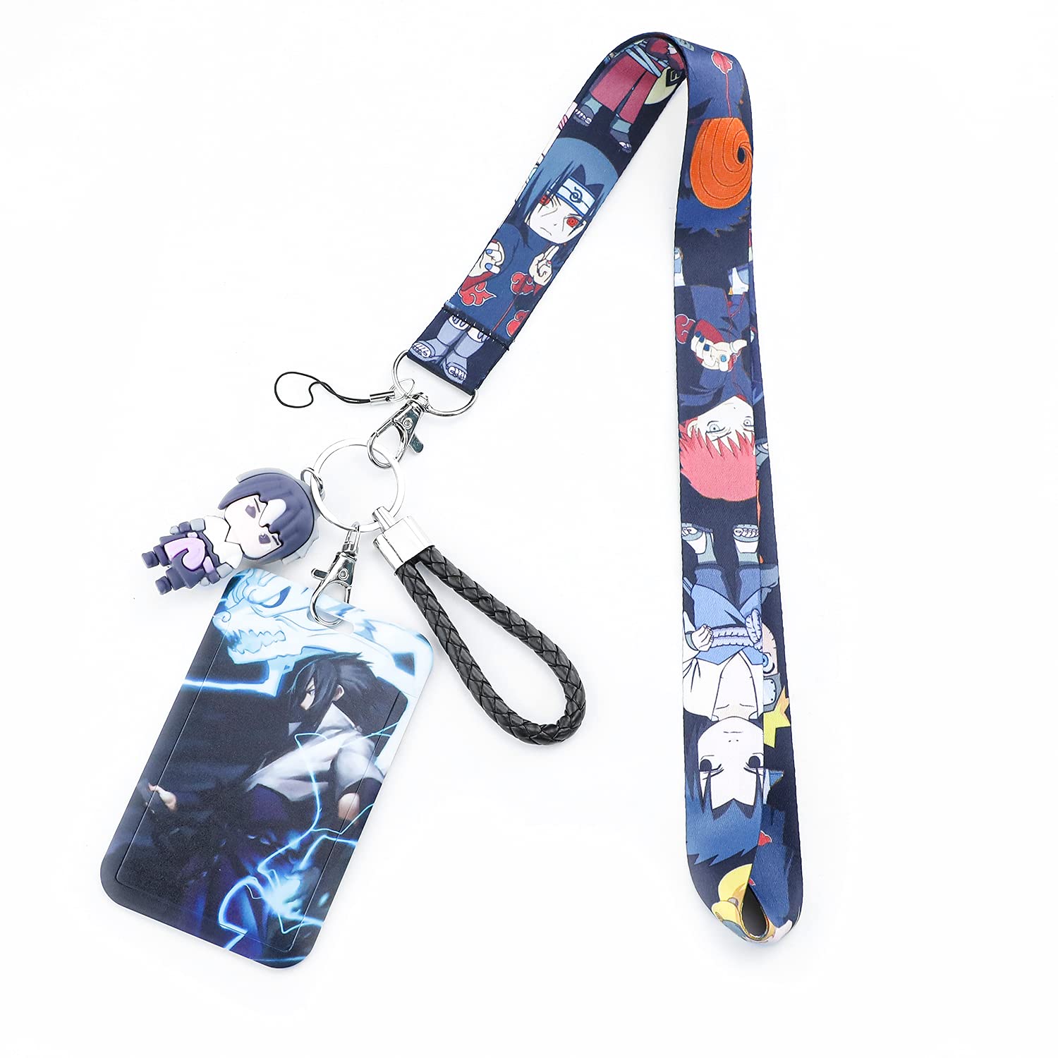 Anime Akatsuki Lanyard Keychain with ID Badge Holder Akatsuki Character Keychain Clip