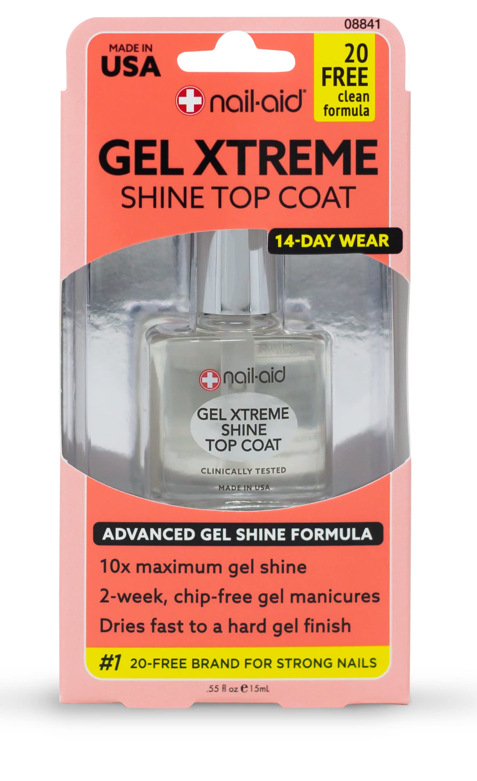 Nail-Aid Gel Xtreme Shine Top Coat, Clear, 0.55 Fluid Ounce