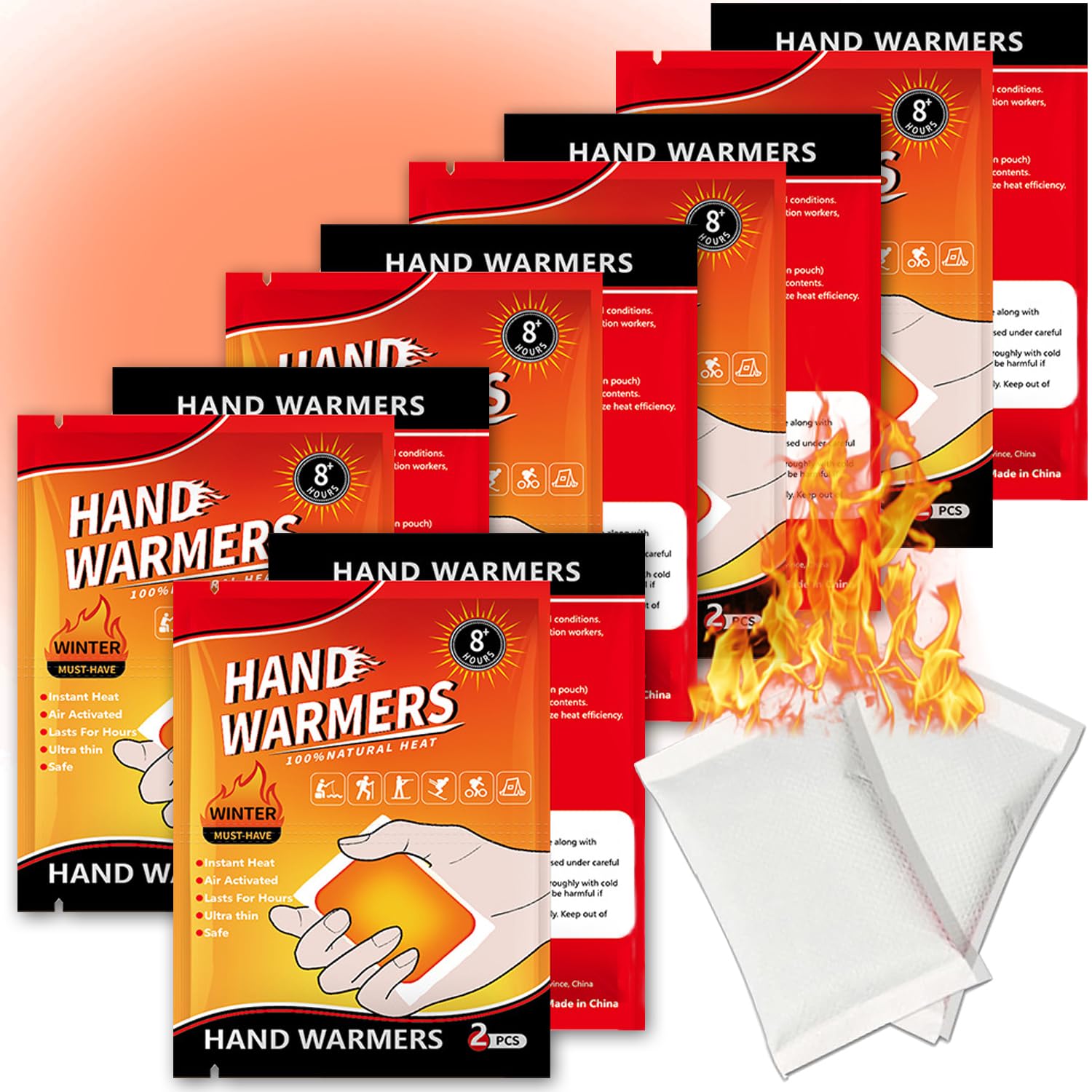 Hand Warmer Value Pack (20 Pcs), Disposable Hand Warmers, 10 Hours Heating, Super Long Lasting - All Natural - Air Activated, for Body, Hands & Toes - Odorless Hot Hand Warmer for Outdoor Activities