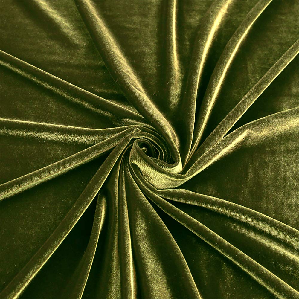 Barcelonetta | Stretch Velvet Fabric | 90% Polyester 10% Spandex | 60" Wide | Sewing, Apparel, Costume, Craft (Olive, 2 Yards)