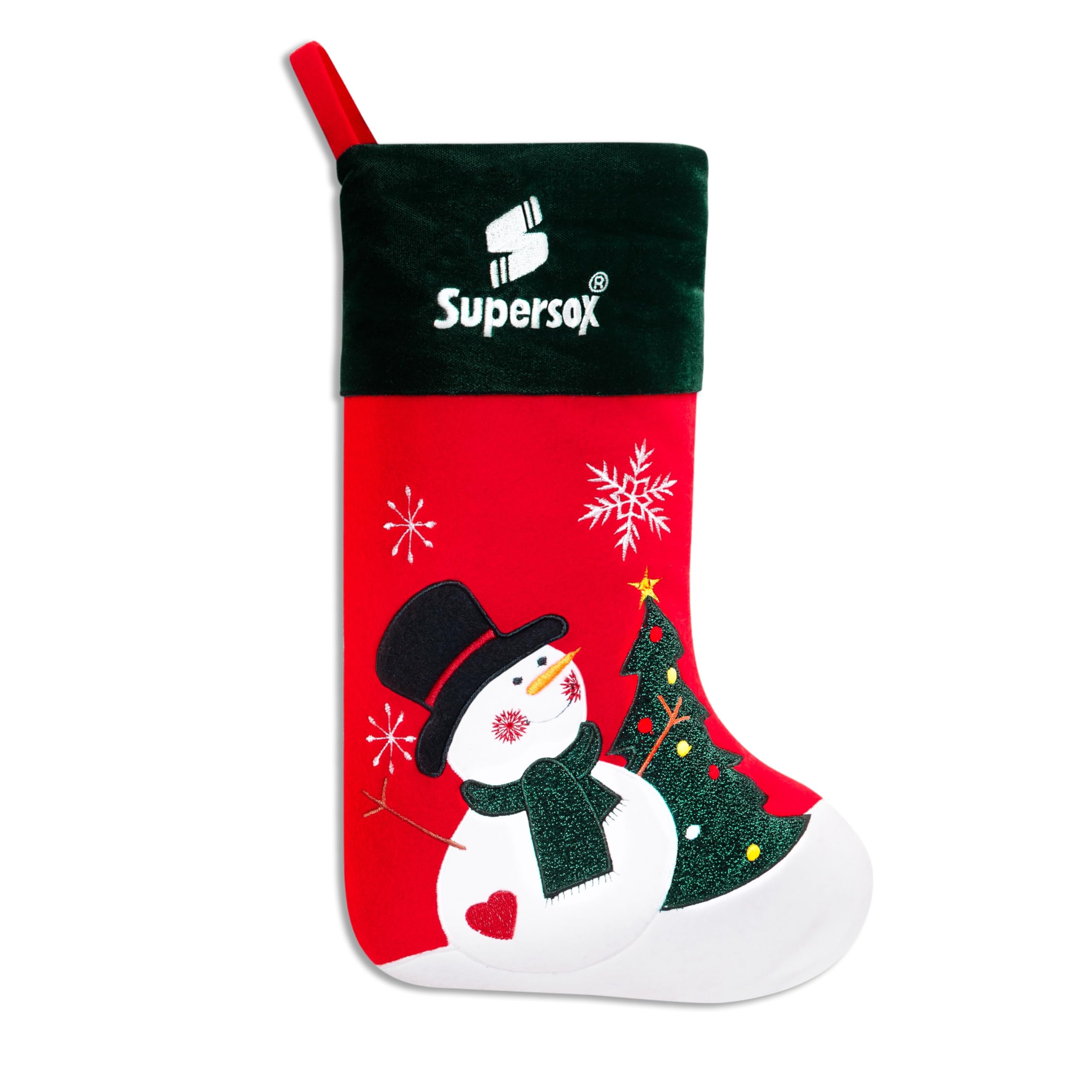 Supersox Christmas Decoration Stocking, Secret Santa Gifting Socks, Wall/Tree Hanging/Fireplace Decor for Xmas, Fireplace Candy Gift Bag, Santa Claus Stockings for Kids & Adults