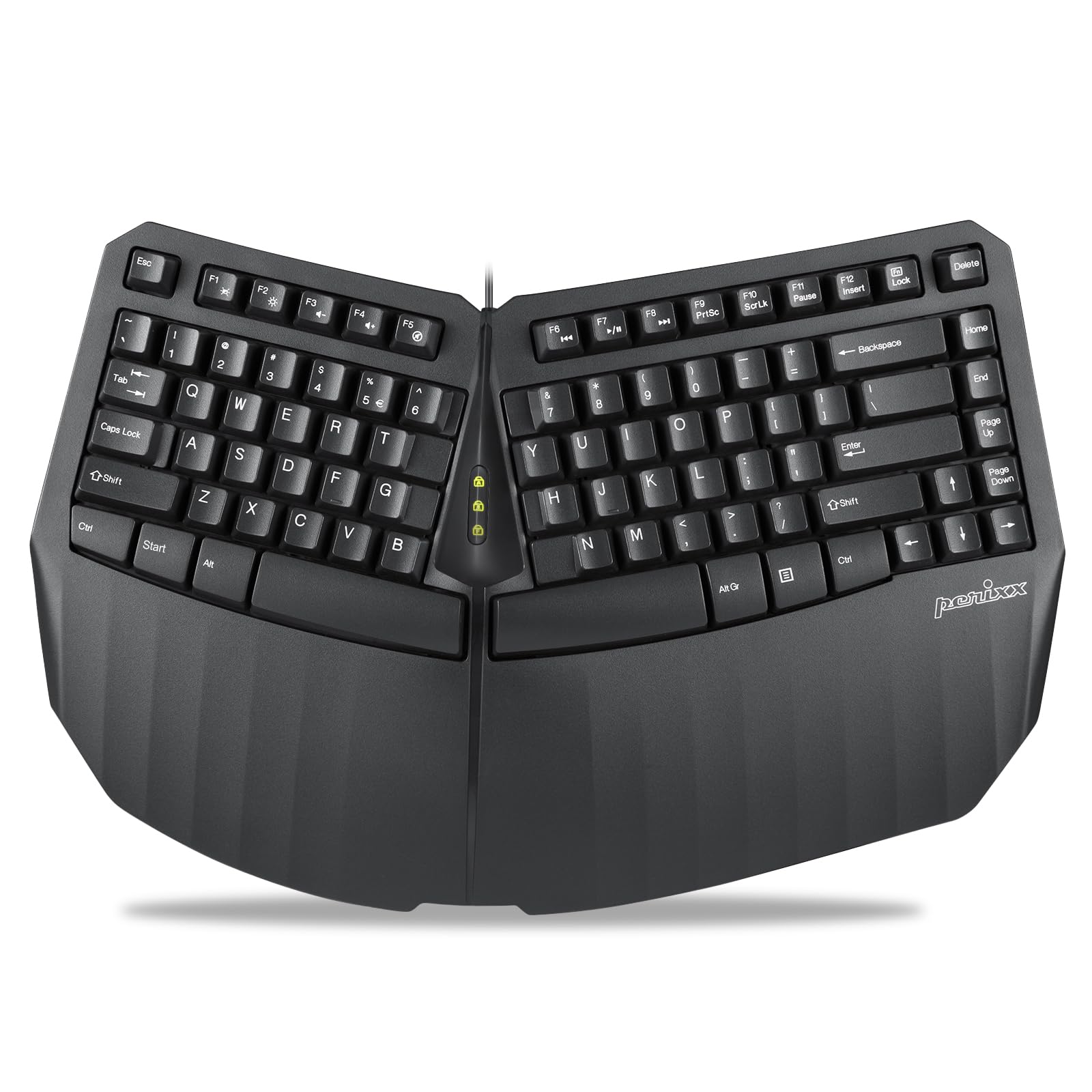 Perixx PERIBOARD-413B US, Wired USB Ergonomic Compact Split Keyboard - 15.75x10.83x2.17 inches TKL Design - Black - US English