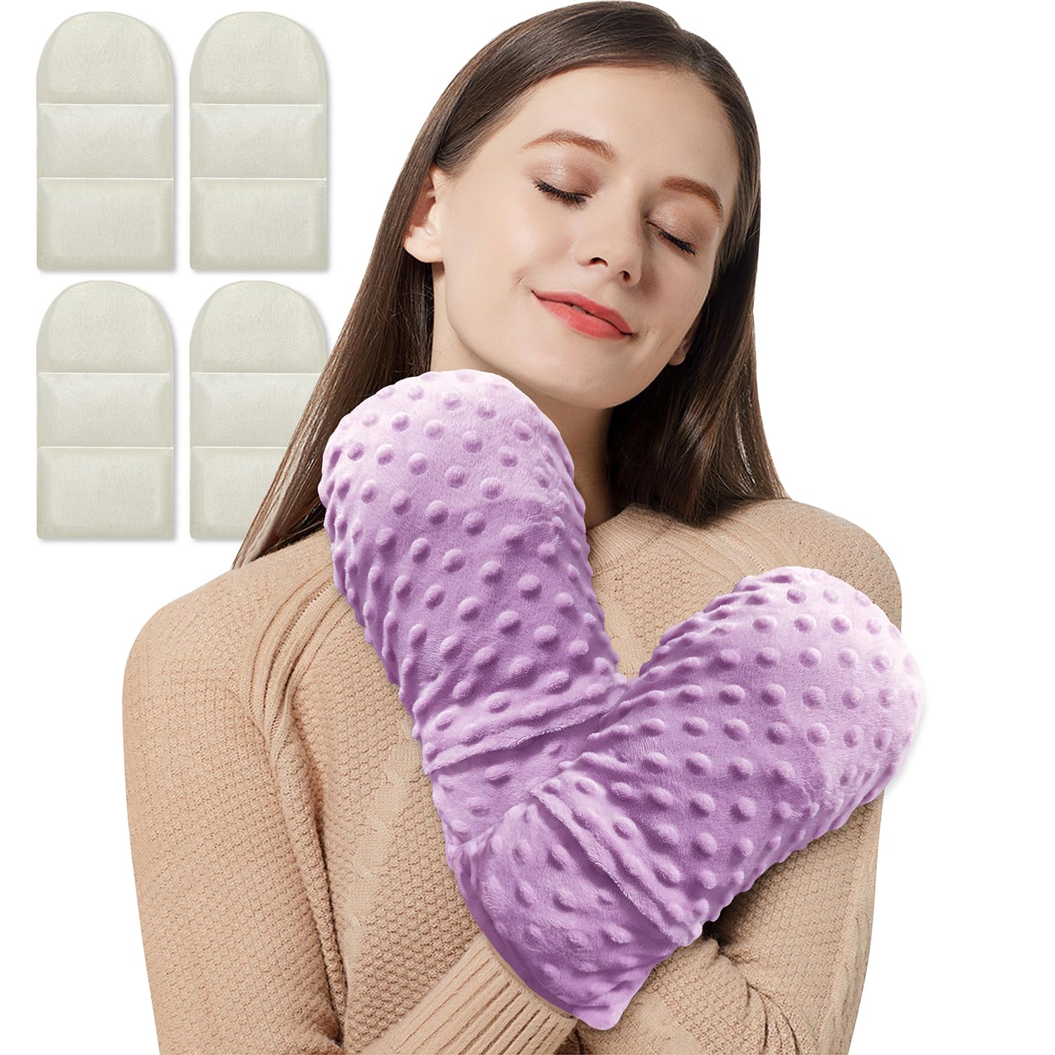 Microwavable Therapy Mittens with Arthritis Compression Gloves,Moist Heat Therapy Relief for Hands and Fingers of Stiff Joints, Trigger Finger, Inflammation, Raynaud's, Carpal Tunnel (Lavender)