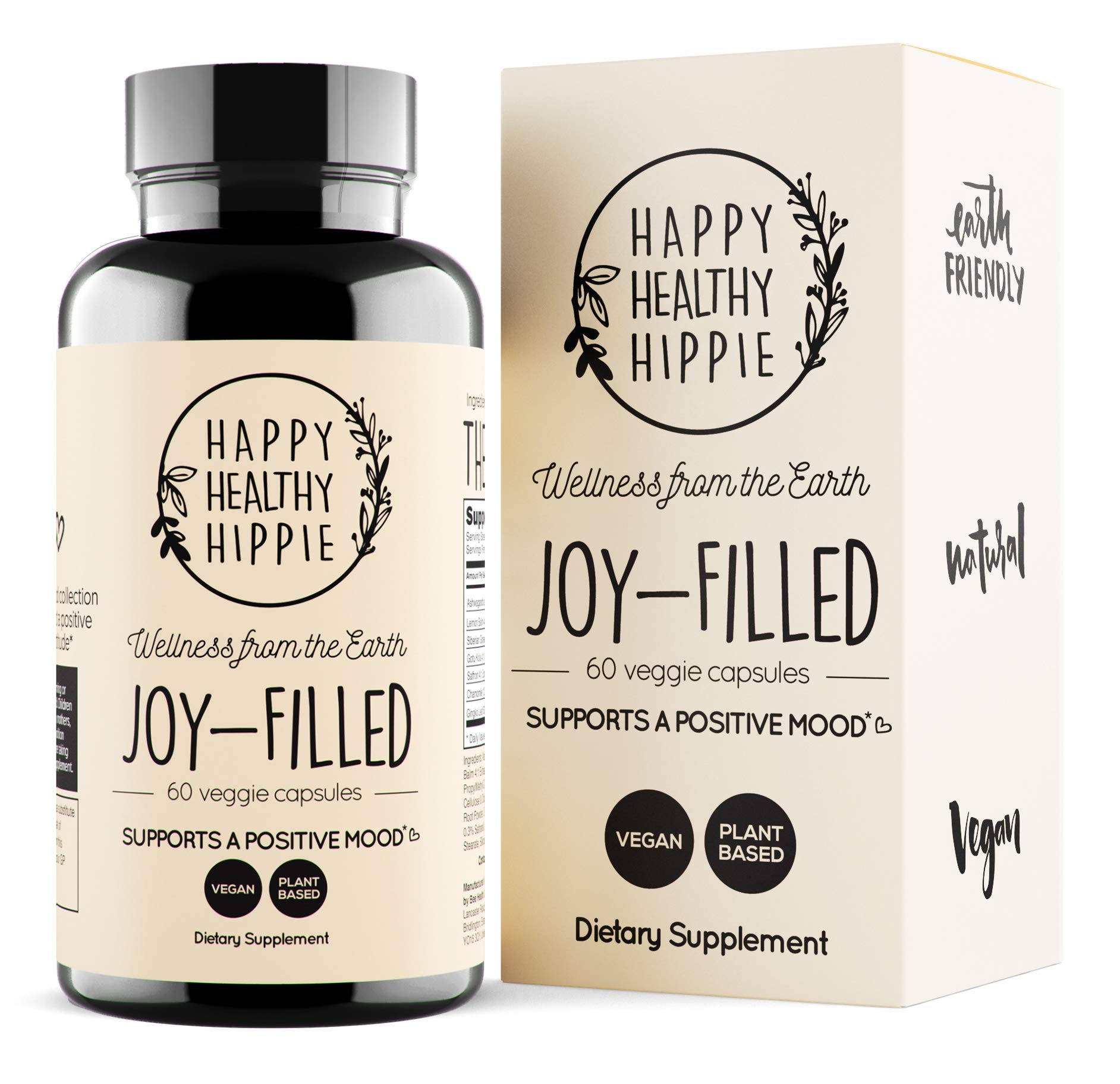 Joy-Filled | 100% Plant-Based Supplement for Anxiety Relief & Mood Support | Helps Relax The Mind, Boosts Mood, Reduces Tension in The Mind & Body | Contains 7 Powerful Herbs, 60 Vegan Capsules