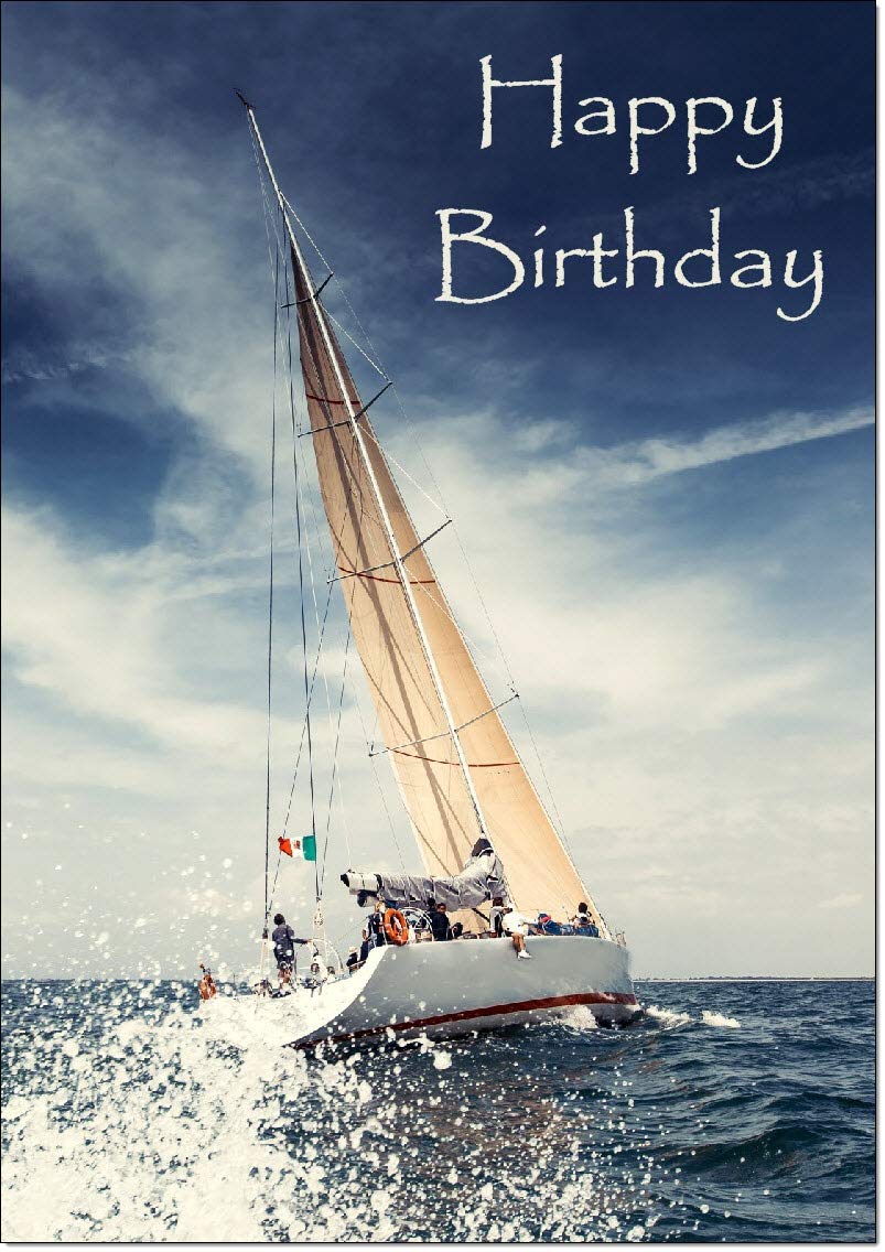 doodlecards Male Happy Birthday Sailing Boat Birthday Card Medium Size with Plain Envelope