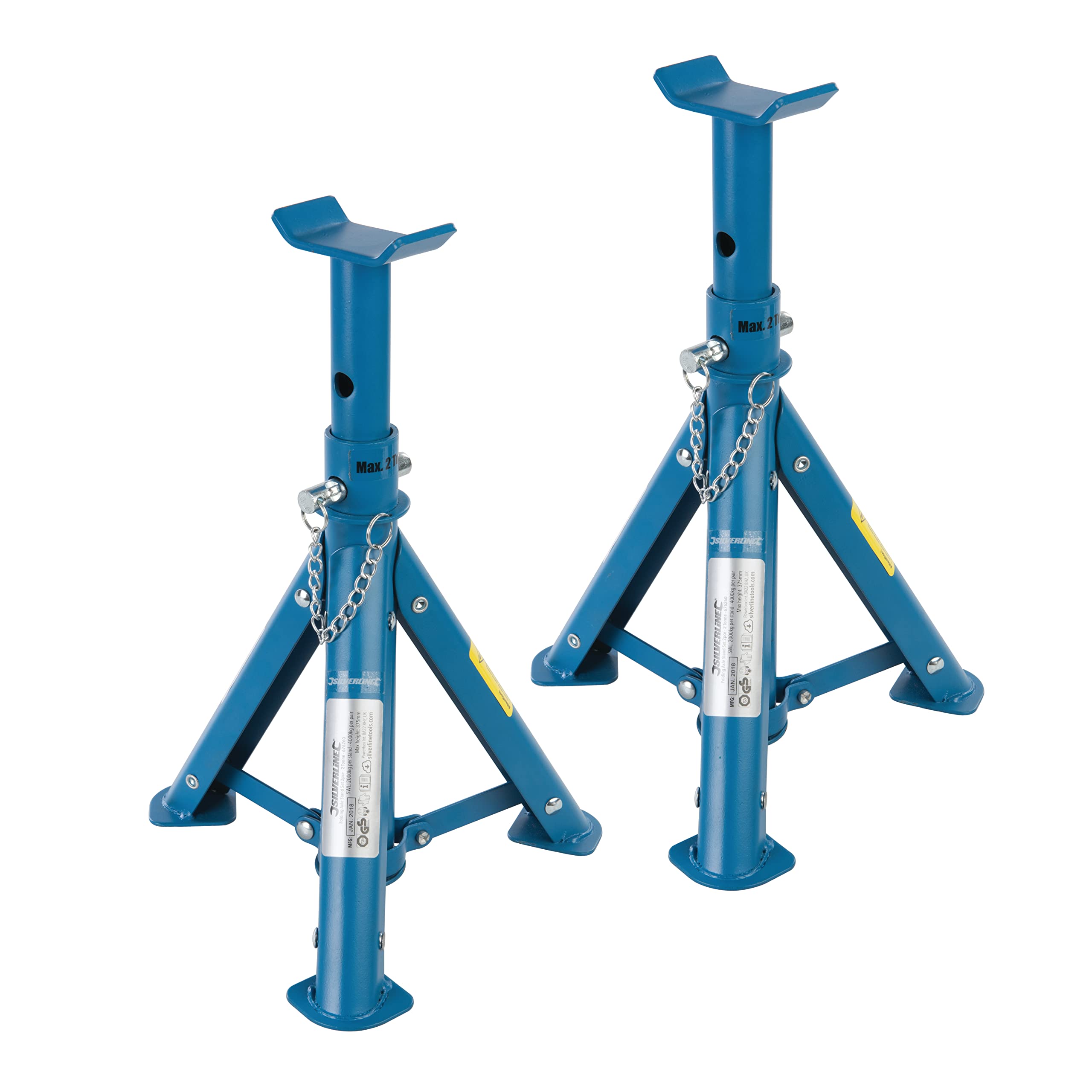 Silverline Tools 676260 Folding Axle Stand Set, Blue