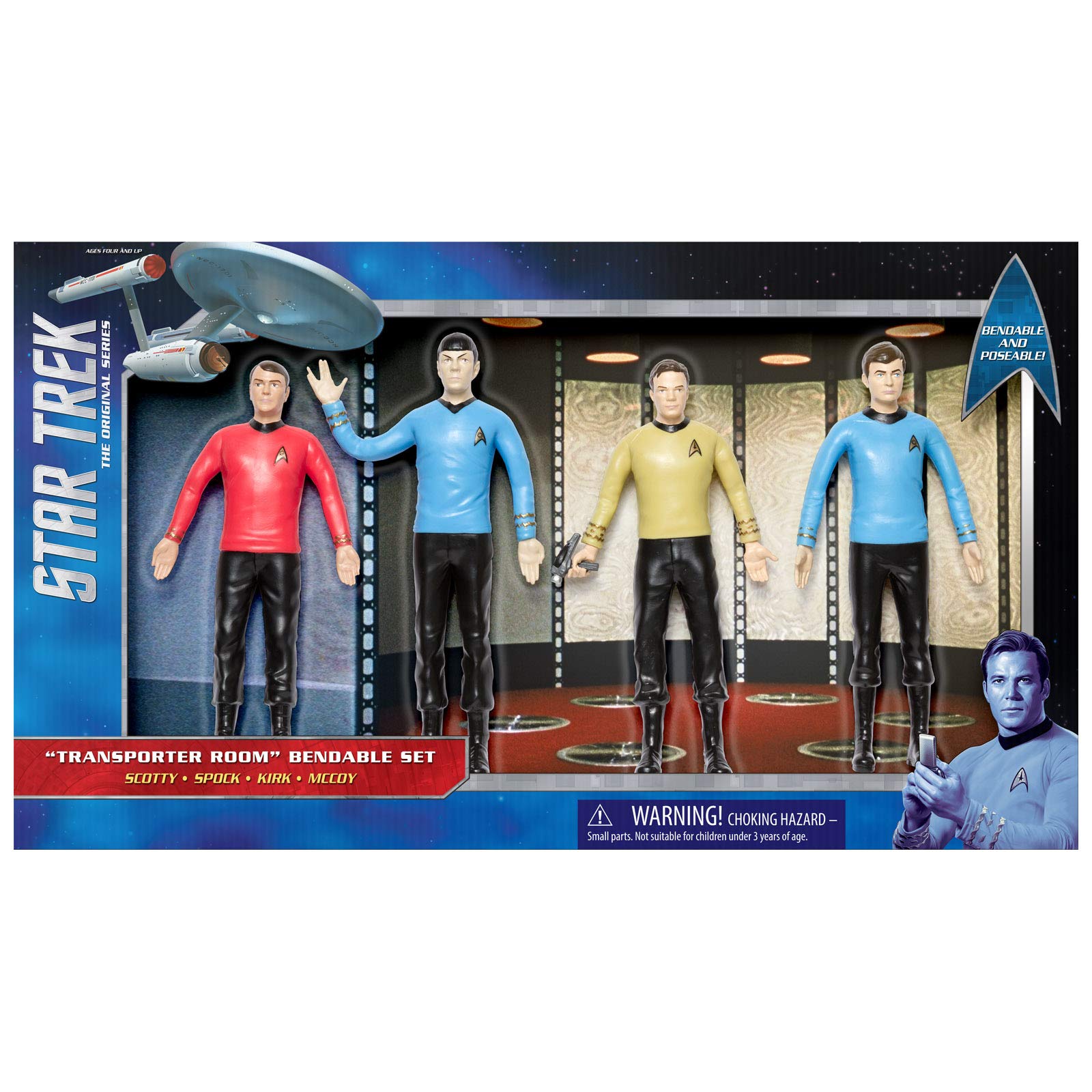 NJ Croce Start Trek TOS: Transporter Room 4pc Bendable Boxed Set, Multicolor