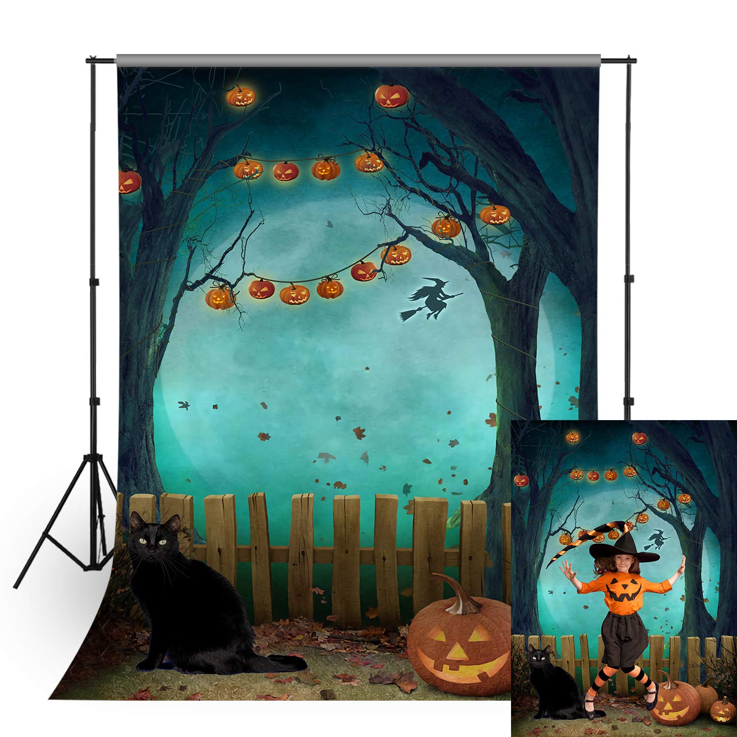 Withu 5X7ft Halloween Photo Backdrop for Parties Kid Children Halloween Photography Backdrop Birthday Photo Background Party Banner Decor Baby Shower Decoration Photography Photo Booth Prop