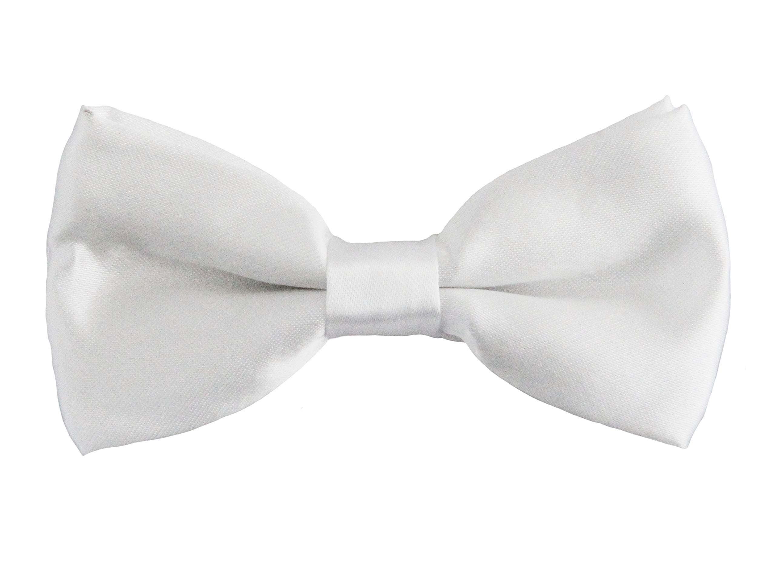 Soophen Solid Banded Bow Ties -White