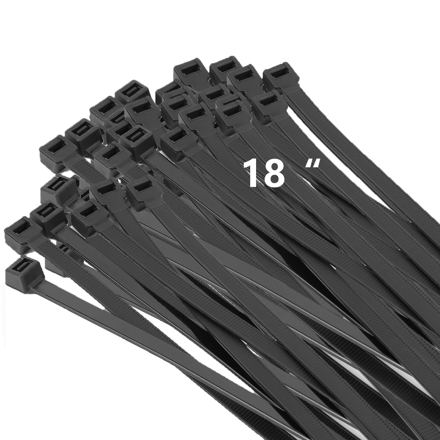 100PCS 18 inch Black Zip Ties 120LBS Tensile Strength Self-Locking heavy duty UV Resistant Cable Tie Wraps for indoor and outdoor use(Black)