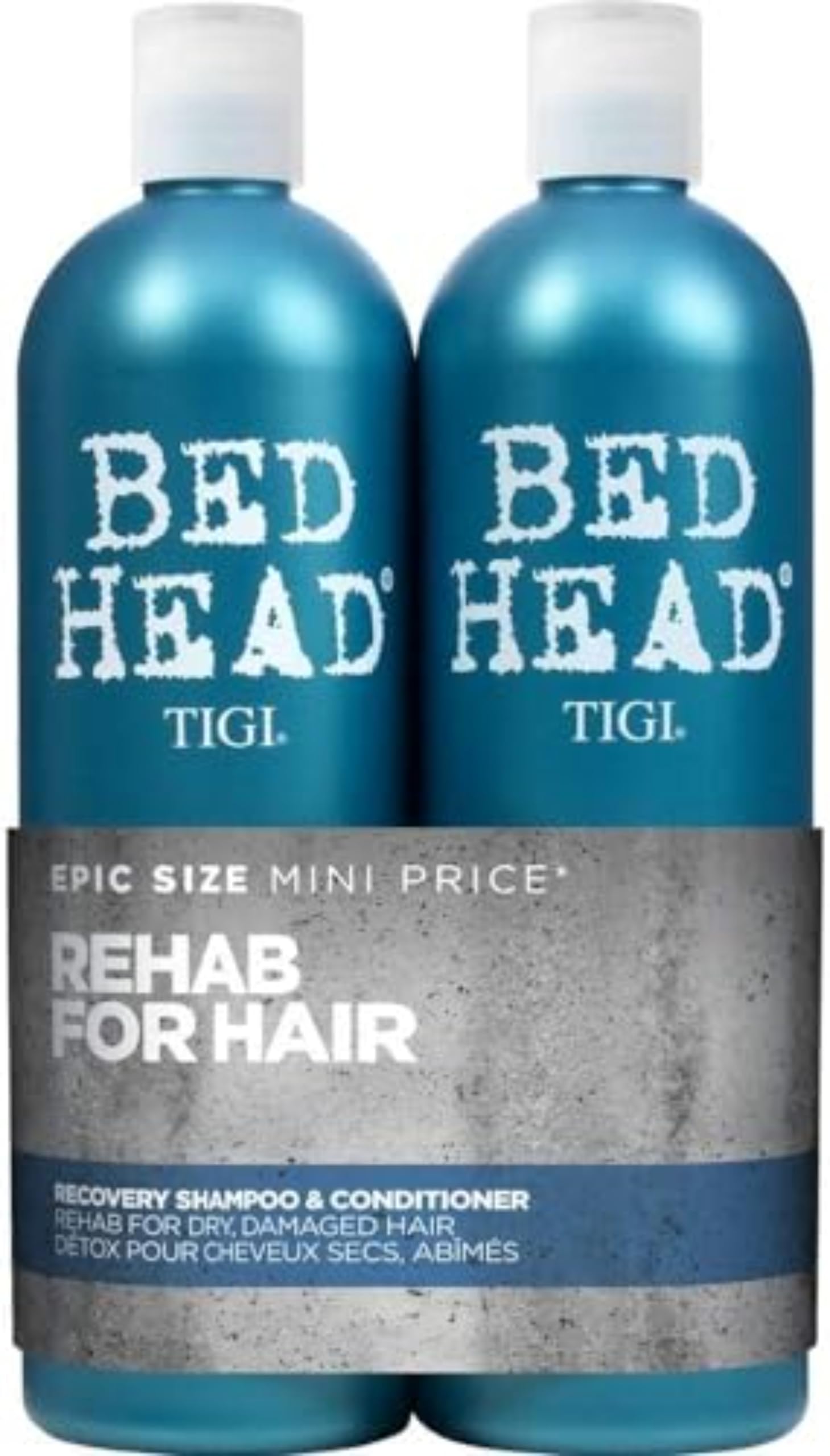 Bed Head by TIGI | Recovery Shampoo and Conditioner Set | Professional Moisturising Hair Repair Treatment | Ideal For Dry And Damaged Hair | 750 ml ( Pack of 2)