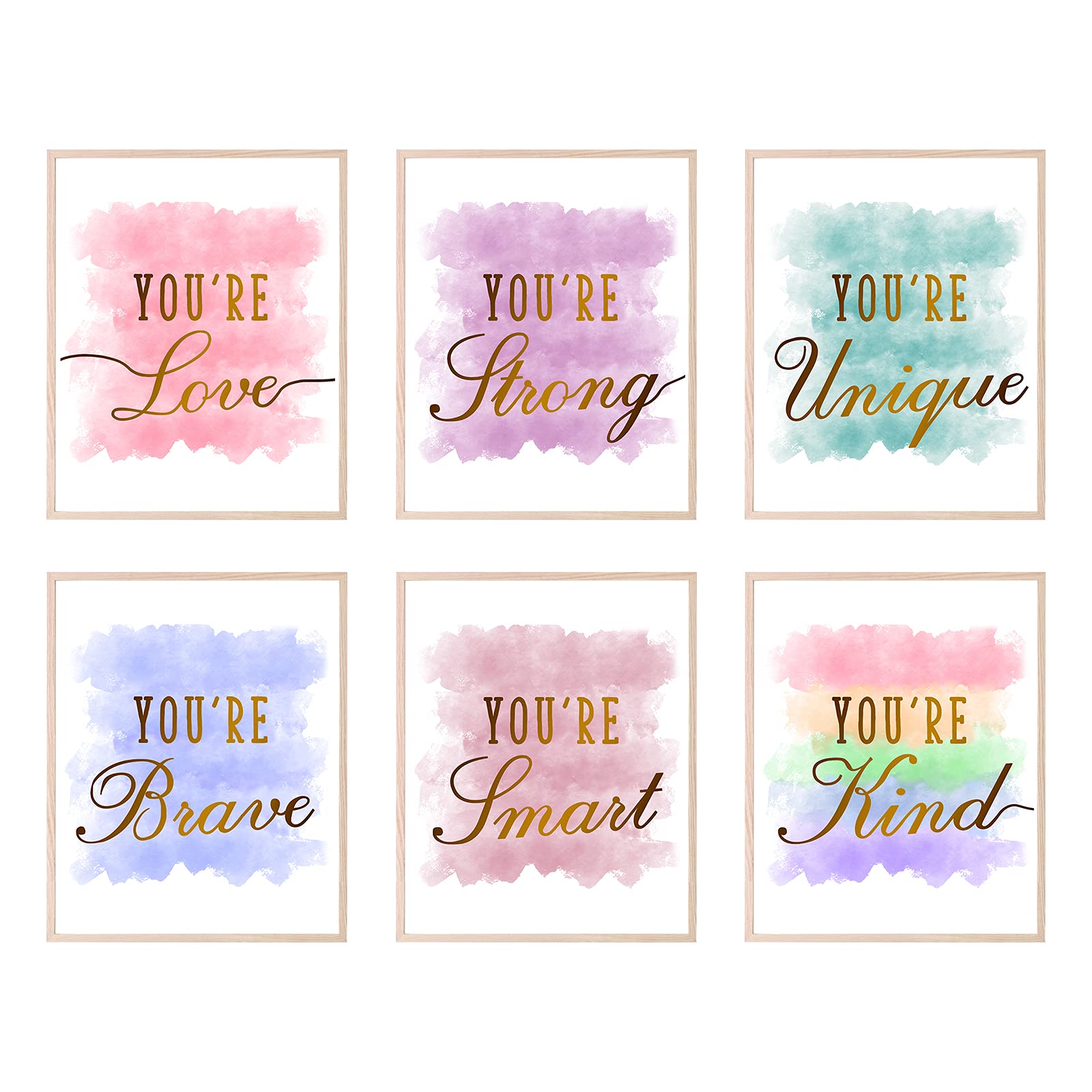 HOMANGA Posters, Kids Room Wall Art For Teen Girls Room, Wall Decor Prints for Bedroom, Nursery Room, Playroom (Set of 6, 8X10 Inch, Unframed)