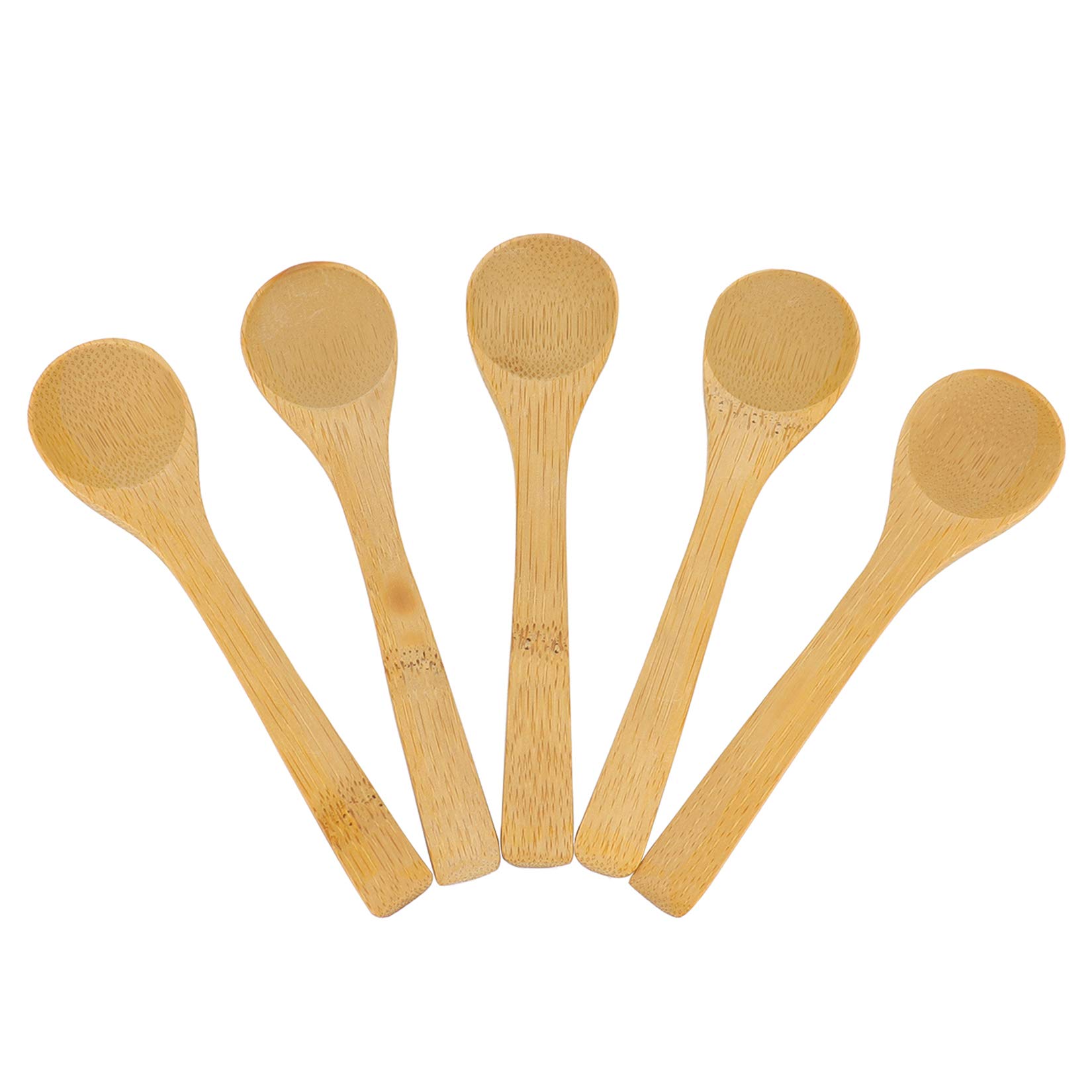 5Pcs Small Wooden Spoons, Mini Bamboo Condiment Salt Spoons Tasting Spoons Honey Teaspoons for Seasoning Coffee Tea Sugar Jam