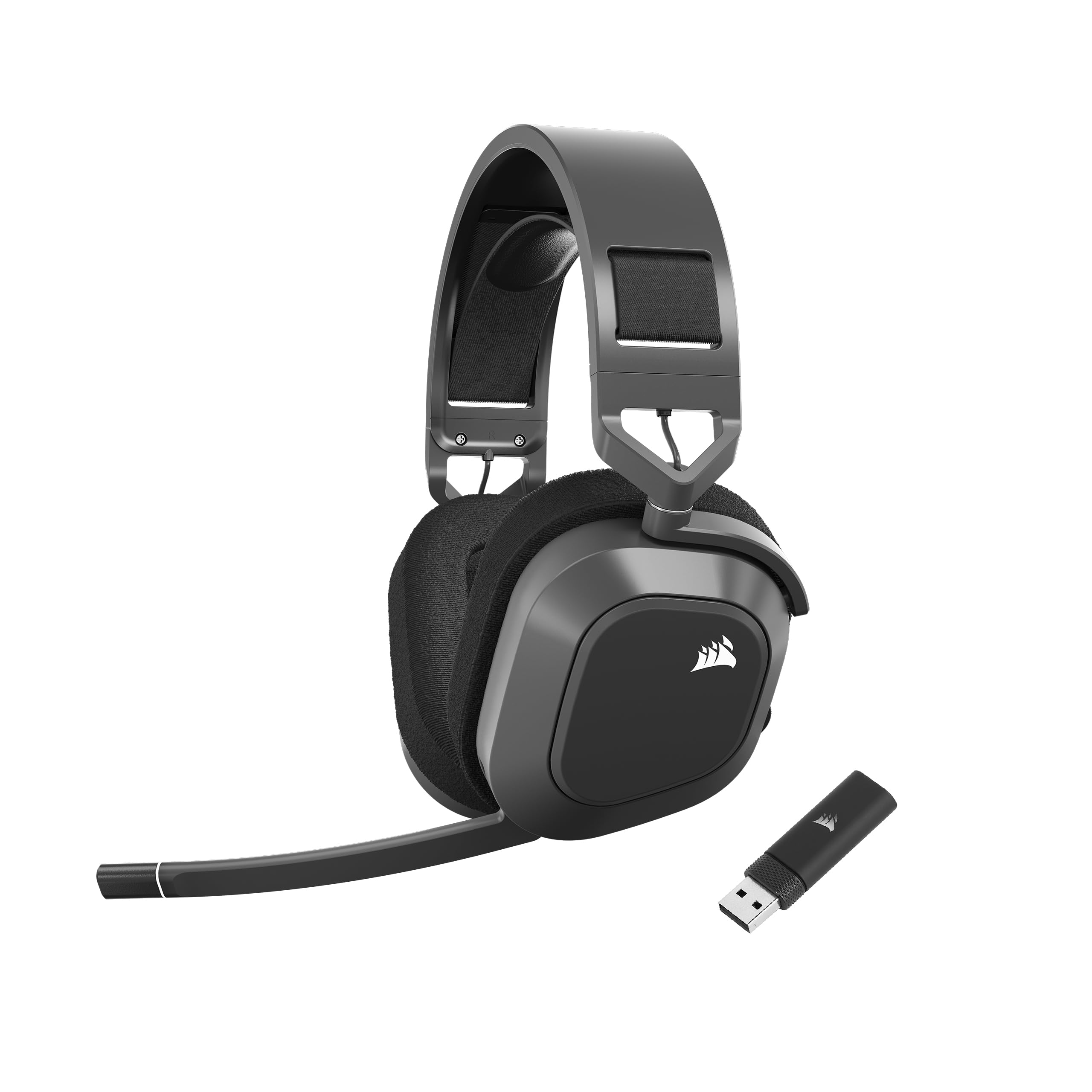 Corsair HS80 MAX Wireless Multiplatform Bluetooth Gaming Headset - Dolby Atmos - Broadcast Quality Microphone - Compatible with iCUE - PC, Mac, PS5, PS4, Switch, Mobile - Steel Grey