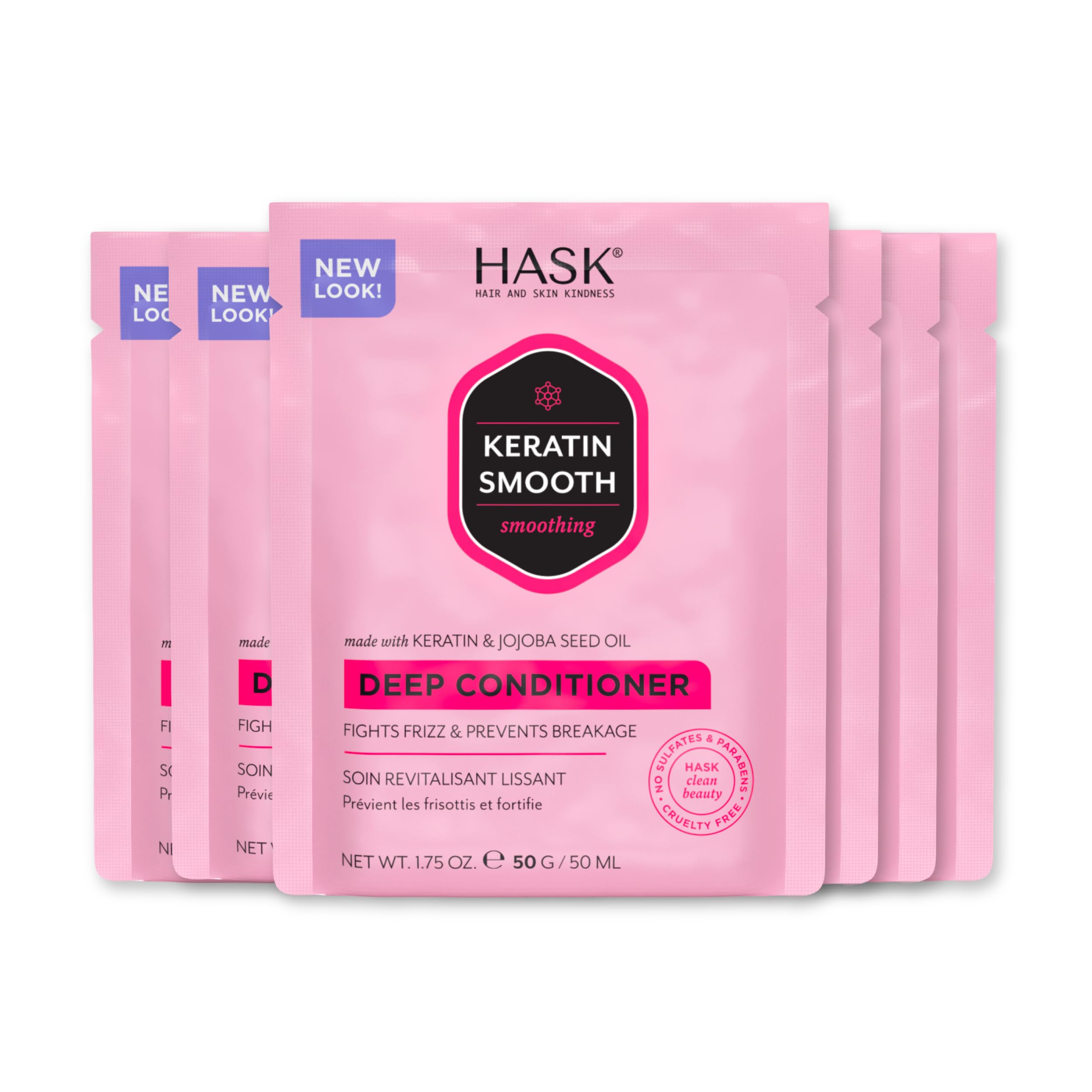 HASK KERATIN Smoothing Deep Conditioner Treatments for all hair types, color safe, gluten free, sulfate free, paraben free - Pack of 6