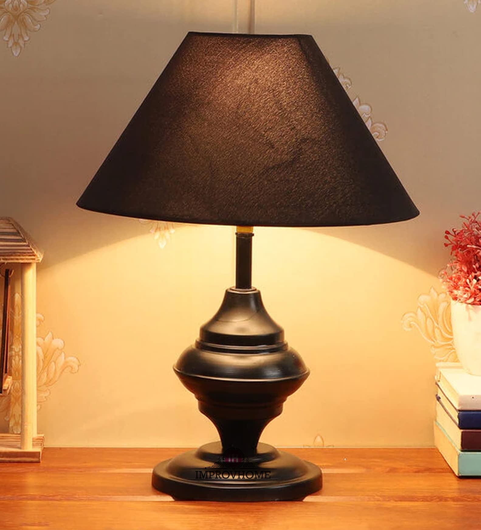 Improvhome Traditional Table Lamps Black Color Shade Table Lamp with Black Metal Base for Decor for Living Room Bedroom House Bedside Nightstand Home Office Entryway Family - Regency Hill