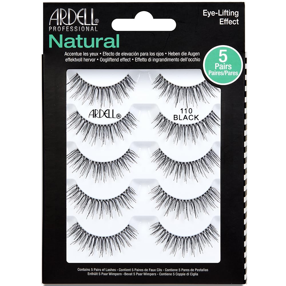 ArdellFalse Eyelashes Natural 110 Black, 1 Pack 5 Pairs Per Pack, 5 Pair (Pack of 1)