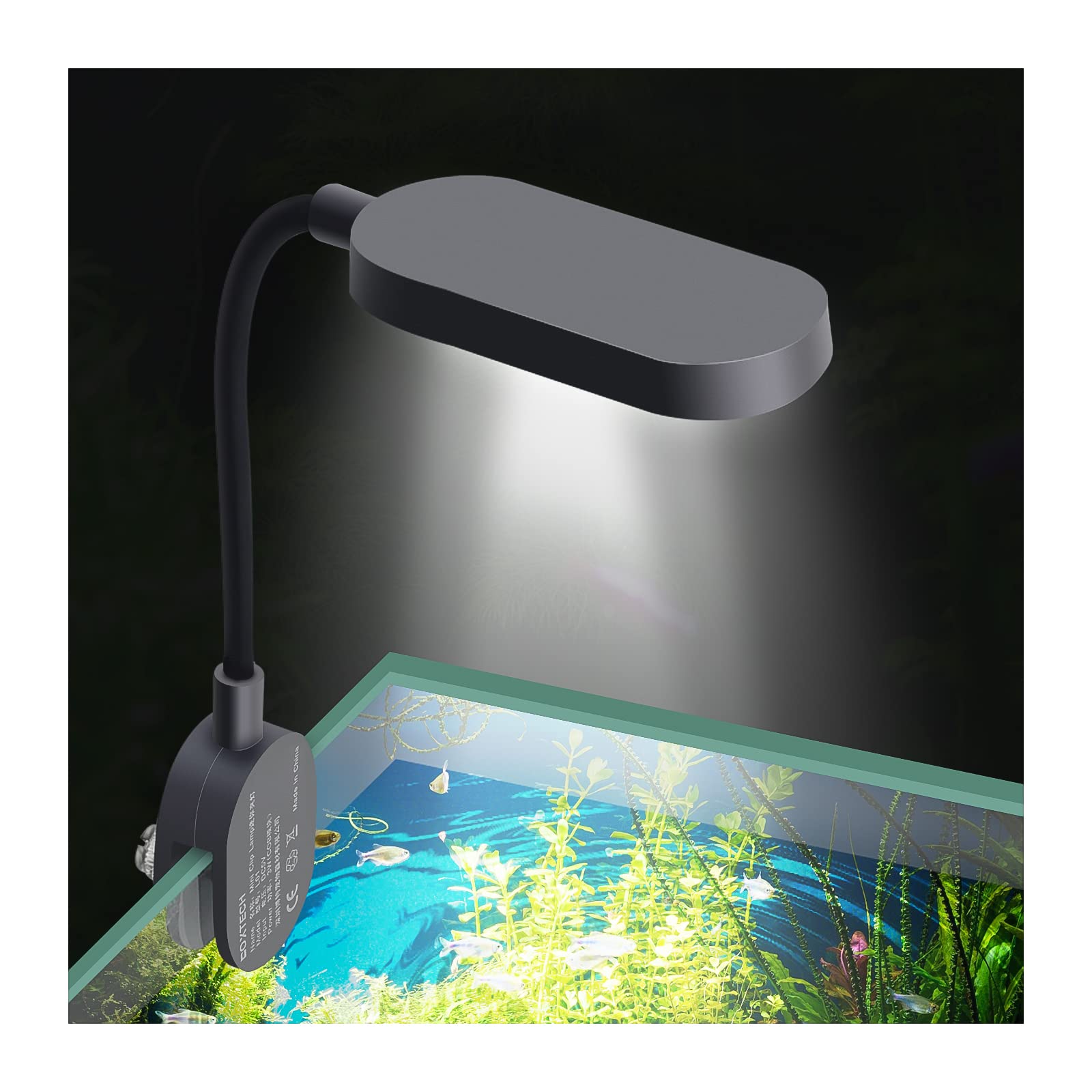 Aquarium Light Full Spectrum Fish Tank Light Clip on Fish Tank USB 360° Rotation Lighting for Freshwater Tank