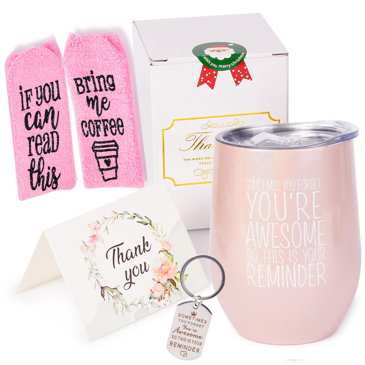 Thank You Gifts for Women Birthday Gift for Women Wine Tumbler for Mom/Her/Best Friends/Wine Lovers, Ideal Fun Presents for Thanks Giving Gift for Sister Inspirational Gift Box