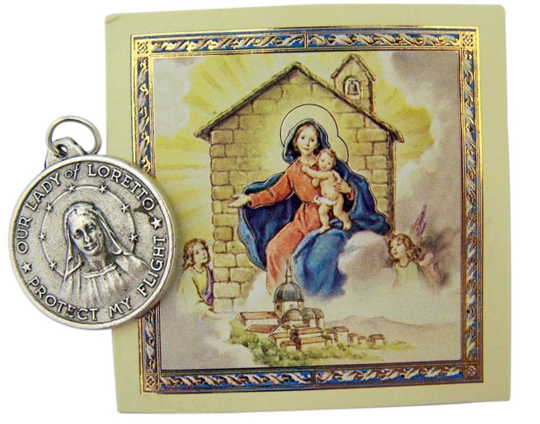 WJHSilver Tone Our Lady of Loreto Protect My Flight Pocket Token, 1 Inch